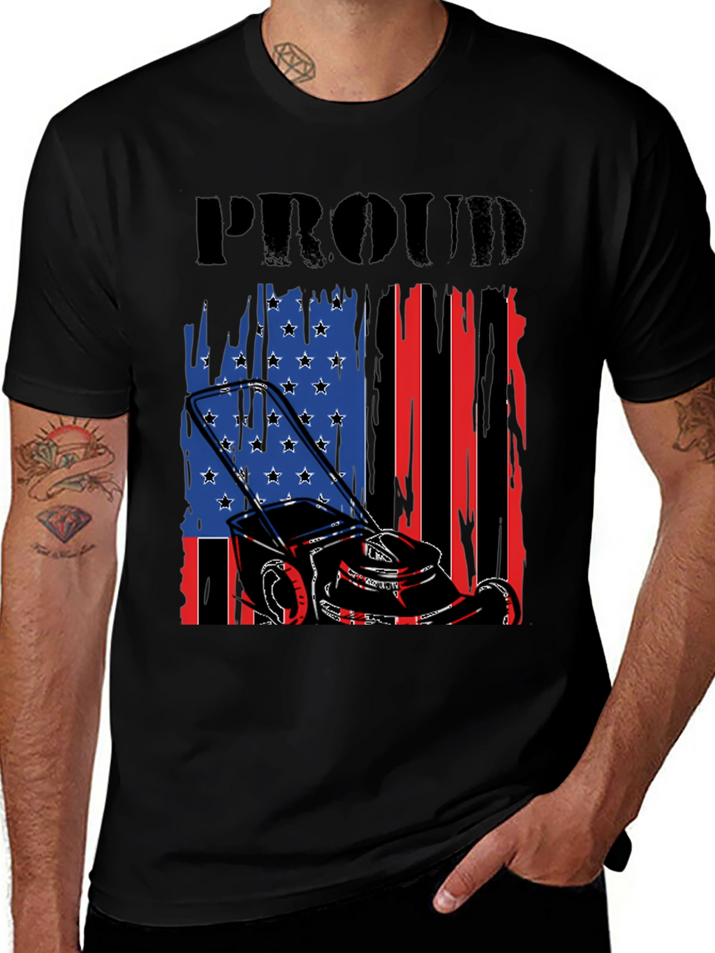 Proud Lawn Mower American Flag Patriotic T-Shirt