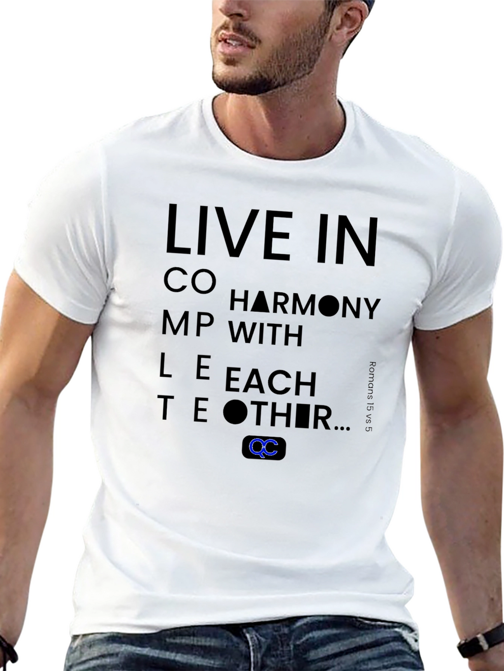 Live in Harmony T-Shirt - Black Cotton Blend Tee
