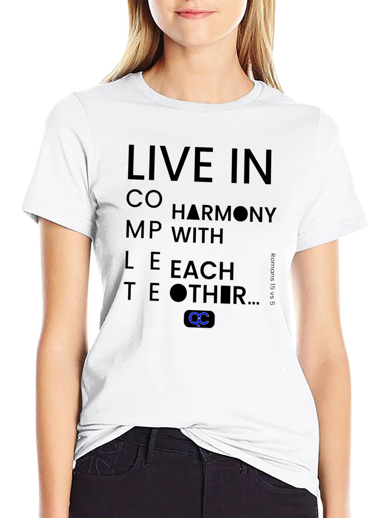 Live in Harmony T-Shirt - Black Cotton Blend Tee