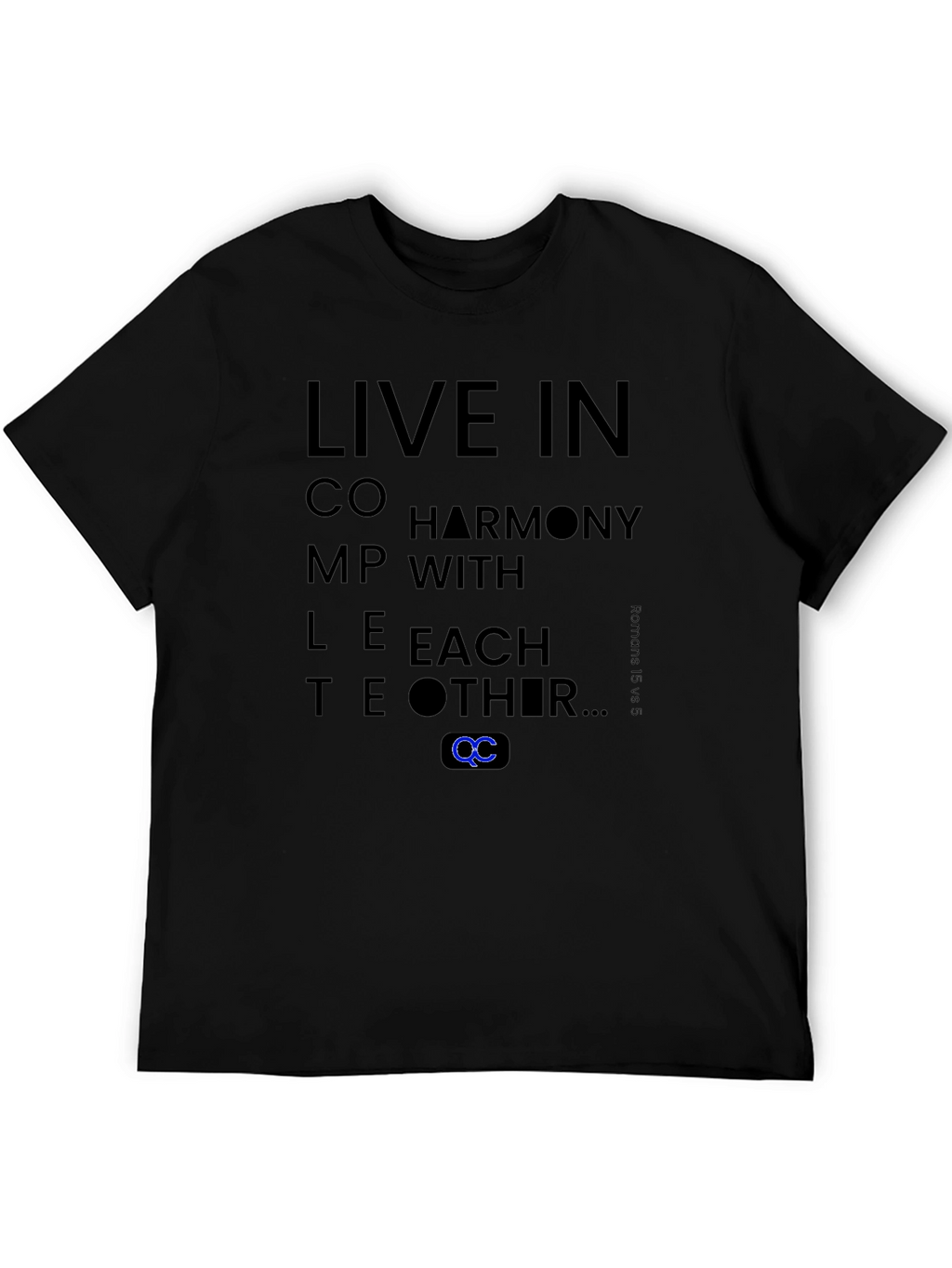 Live in Harmony T-Shirt - Black Cotton Blend Tee