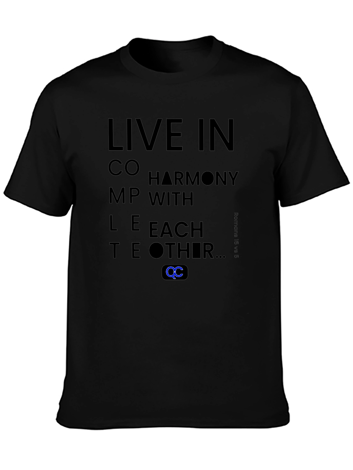 Live in Harmony T-Shirt - Black Cotton Blend Tee