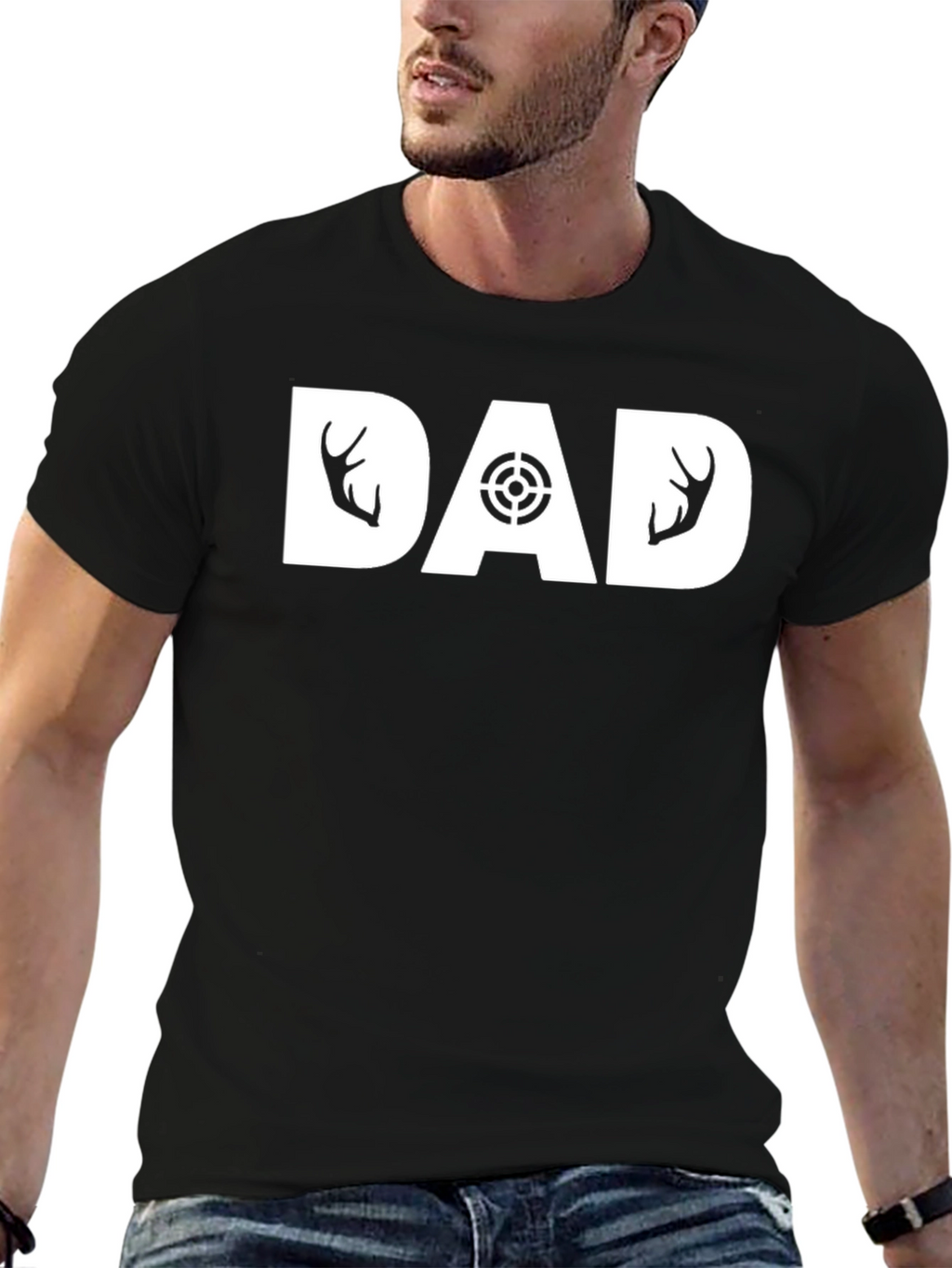 Hunting Dad T-Shirt - Deer Antler Design