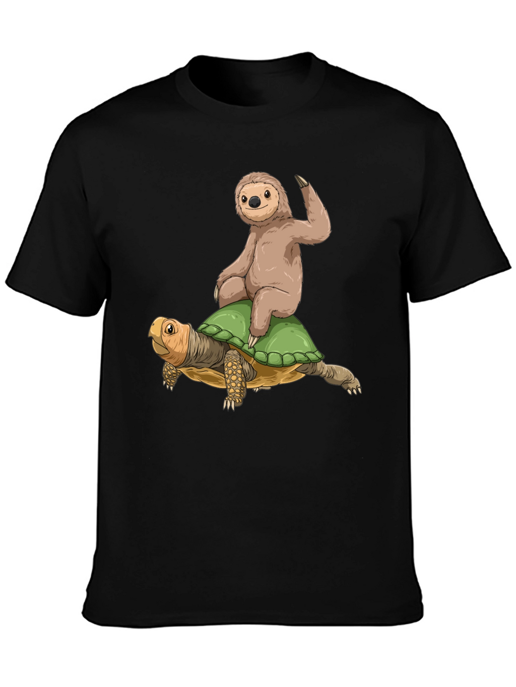 Sloth Riding Turtle Graphic Tee - Cool Animal Shirt