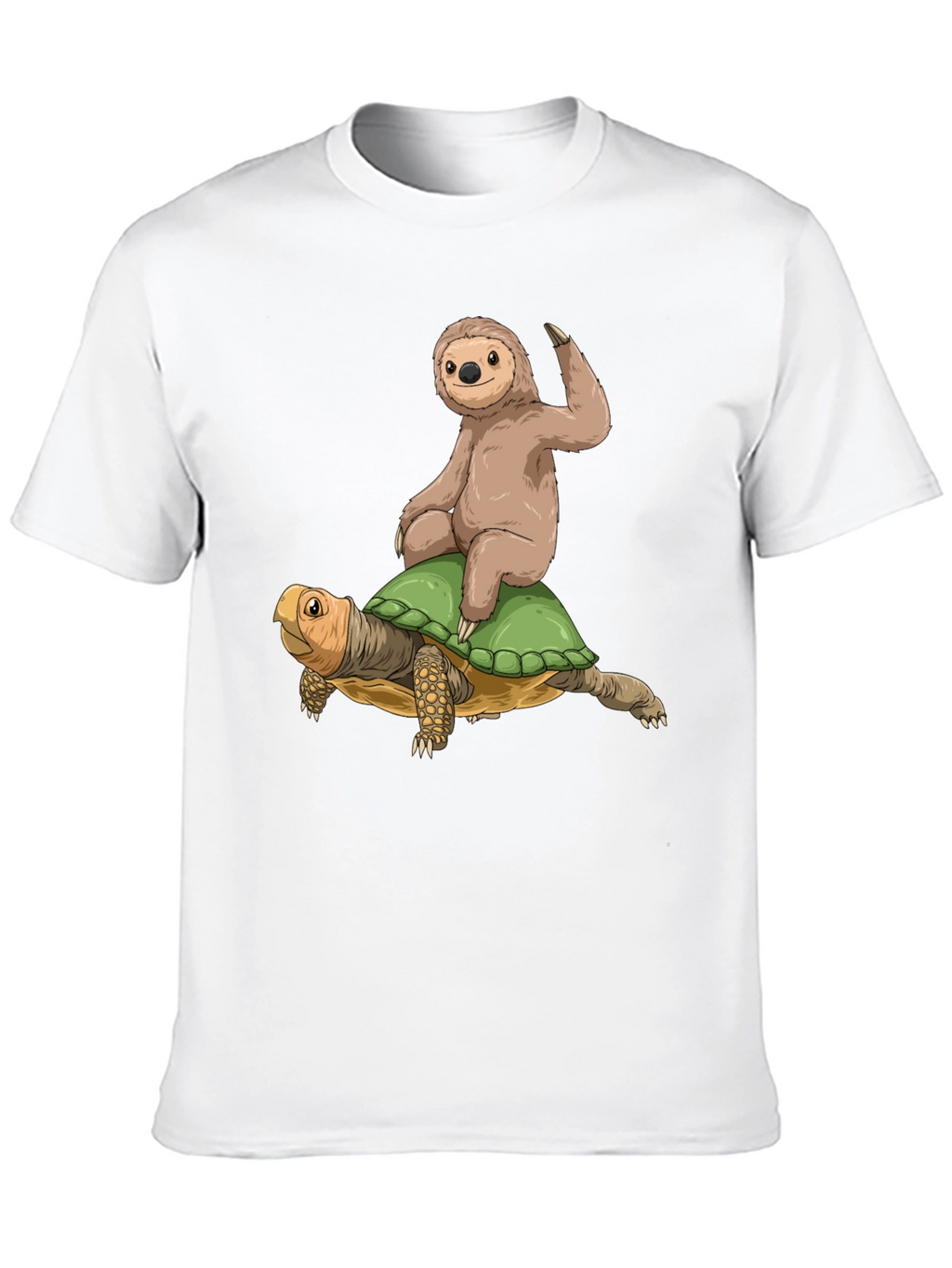 Sloth Riding Turtle Graphic Tee - Cool Animal Shirt