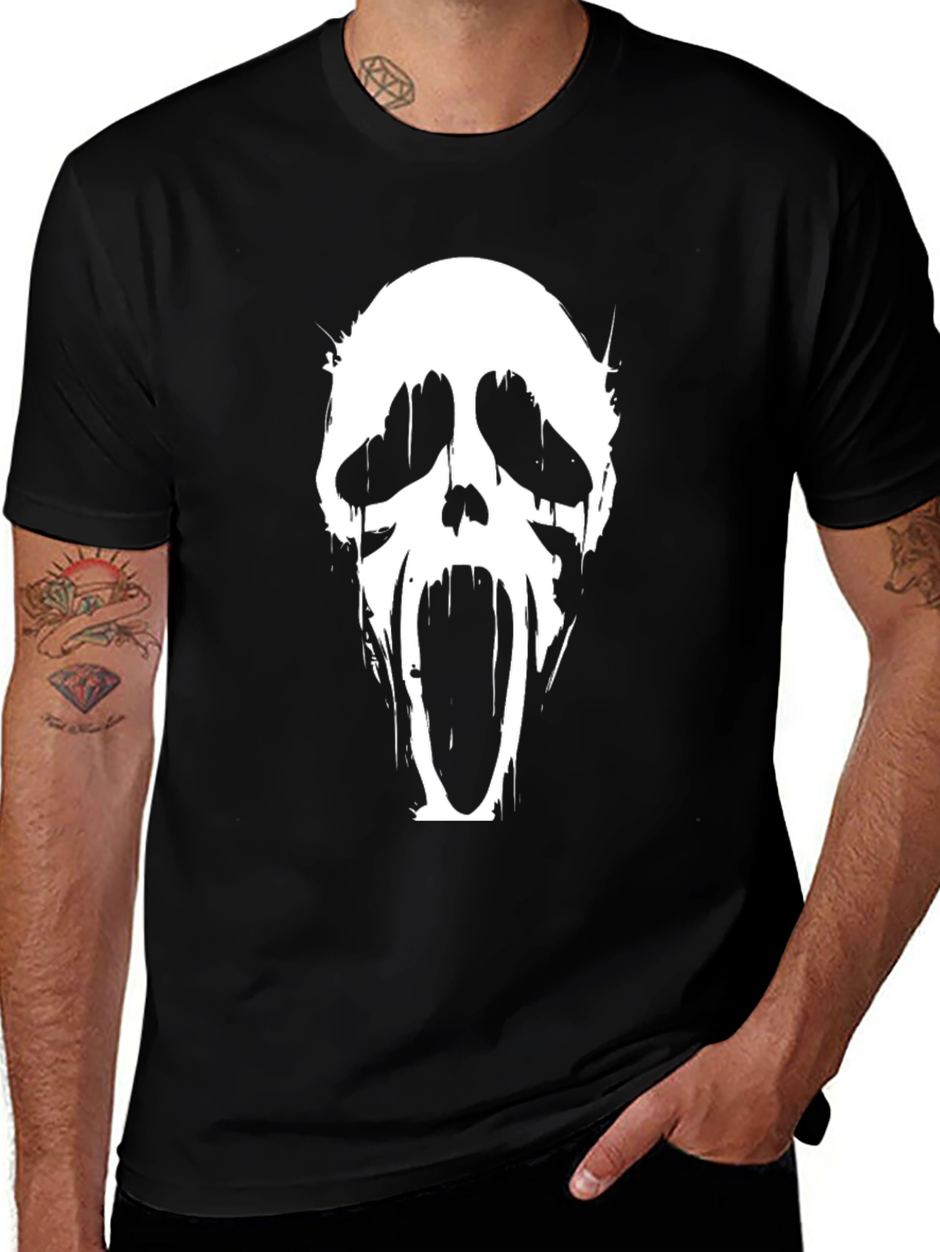 Scream Ghost Face Graphic T-Shirt - Black