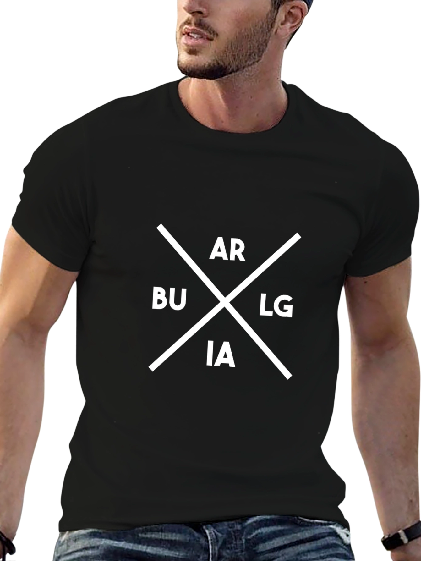Geometric Abbreviation Print Crewneck T-Shirt