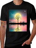 Moonlit Bike & Dog T-Shirt – Dreamy Night Scene Graphic Tee
