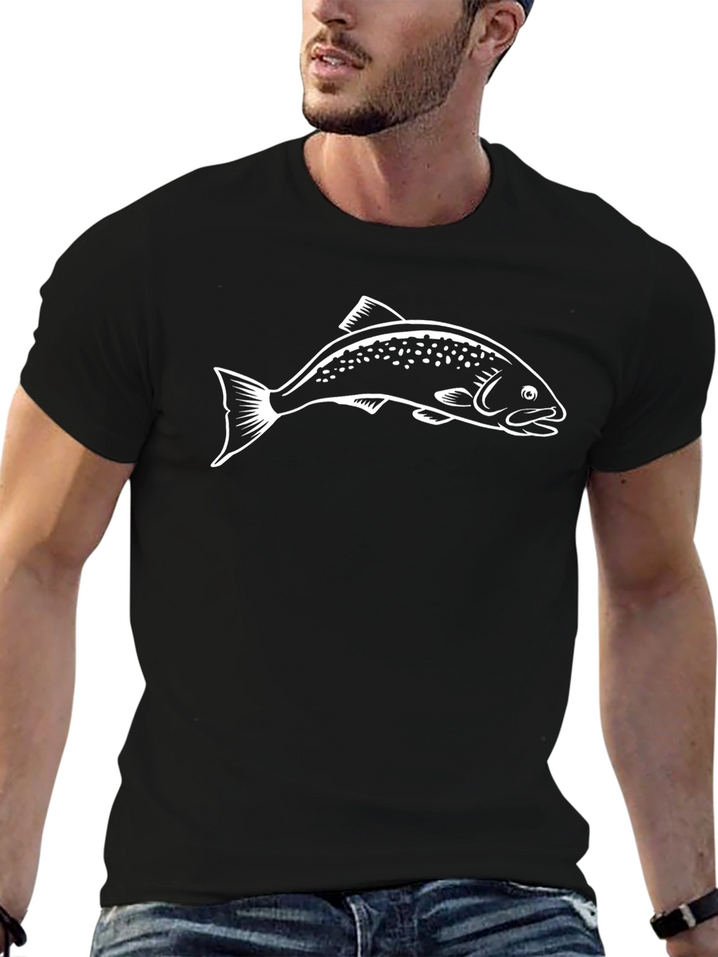 Black Fish Graphic Tee - Fishing Lovers T-Shirt