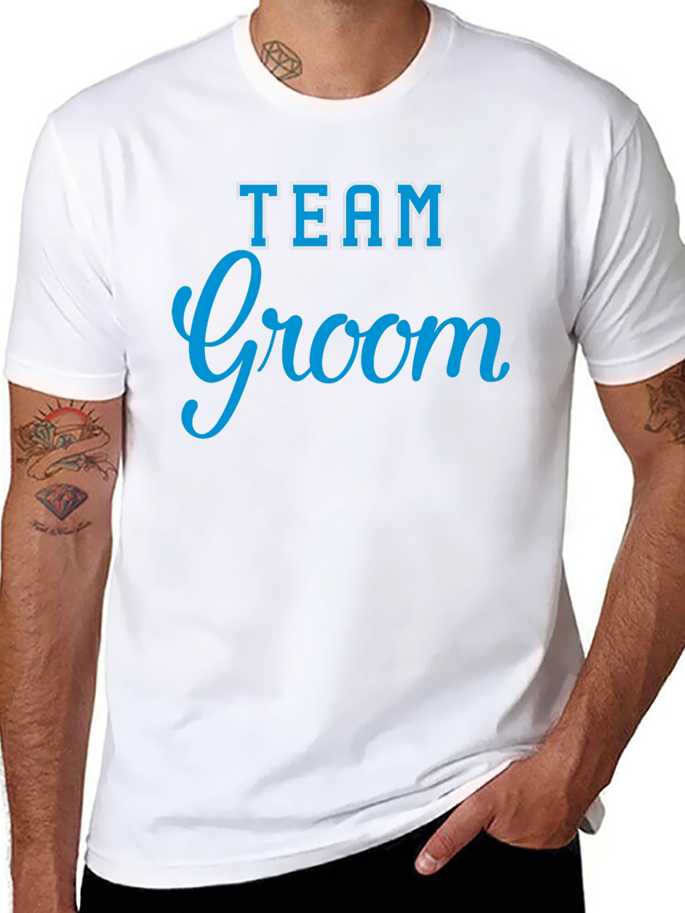 Team Groom Crew Neck T-Shirt - Black