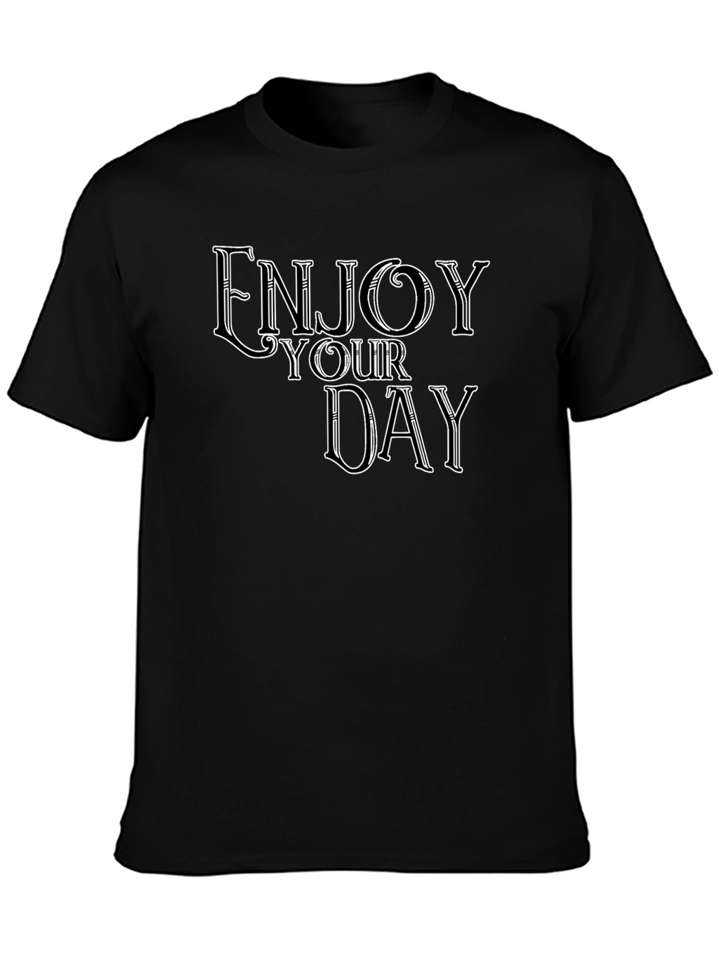 Enjoy Your Day Graphic Tee - Black Casual T-Shirt