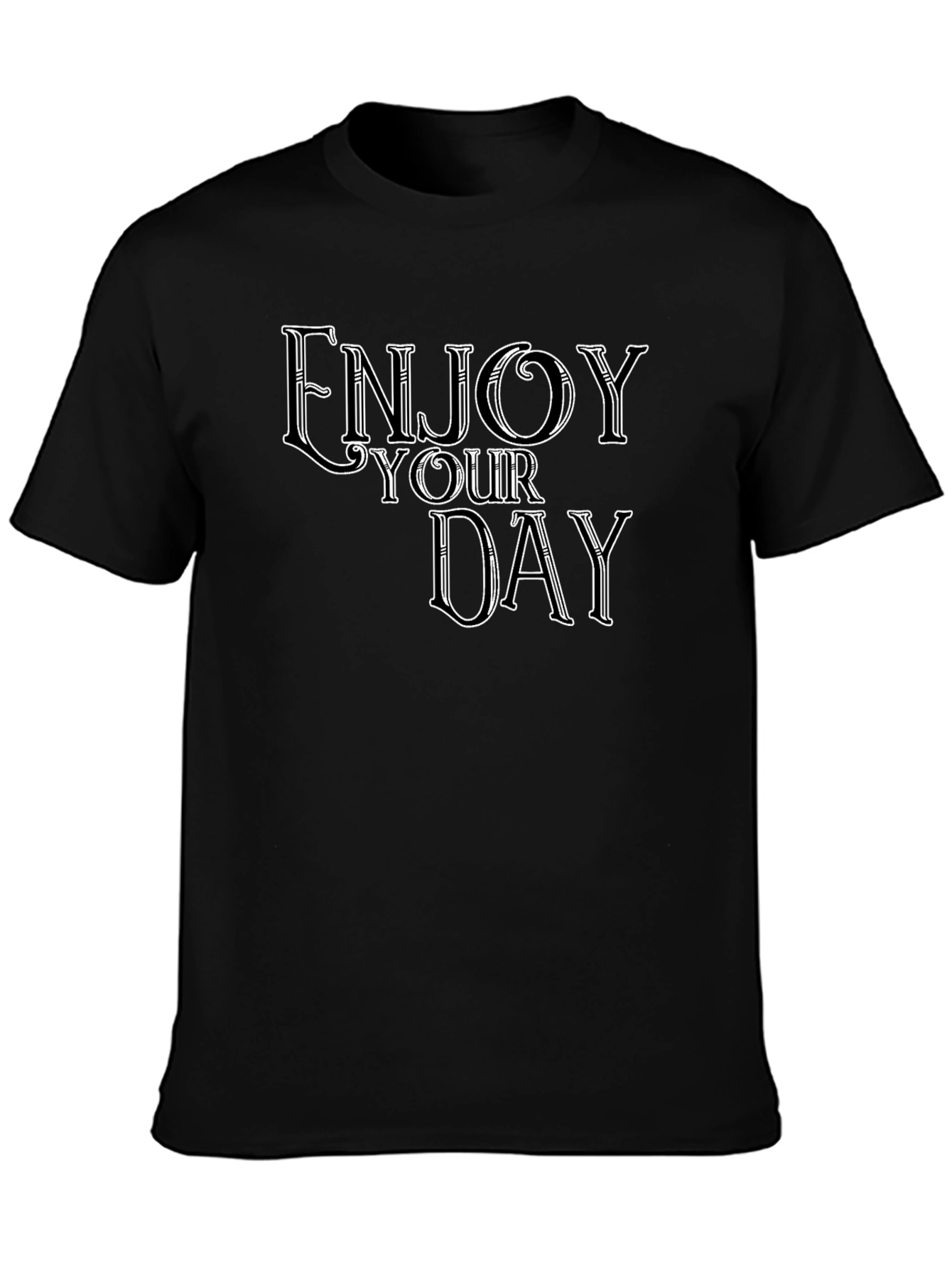 Enjoy Your Day Graphic Tee - Black Casual T-Shirt