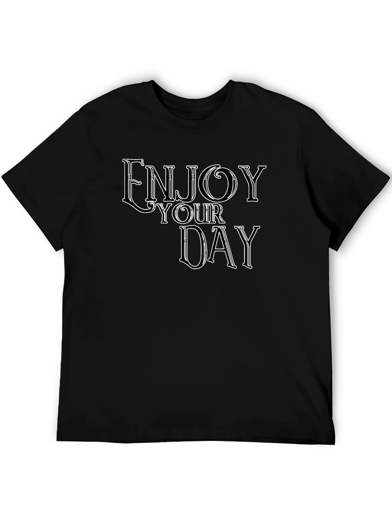 Enjoy Your Day Graphic Tee - Black Casual T-Shirt