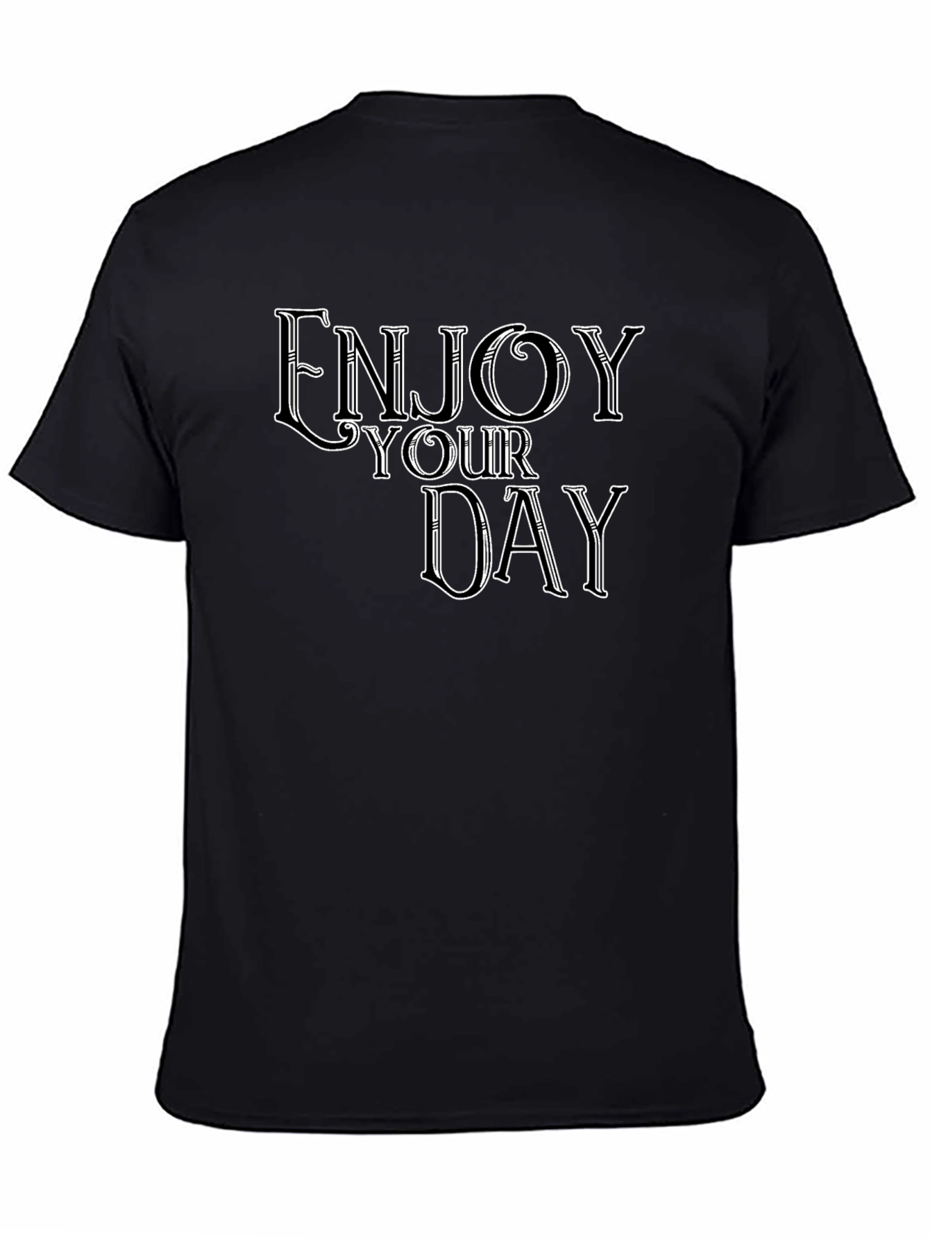 Enjoy Your Day Graphic Tee - Black Casual T-Shirt