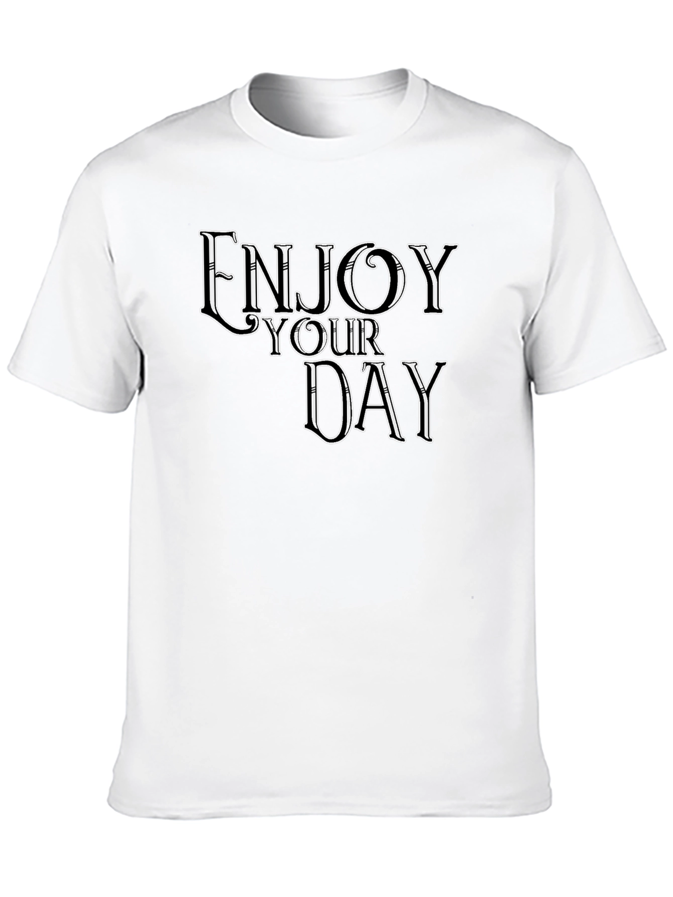 Enjoy Your Day Graphic Tee - Black Casual T-Shirt