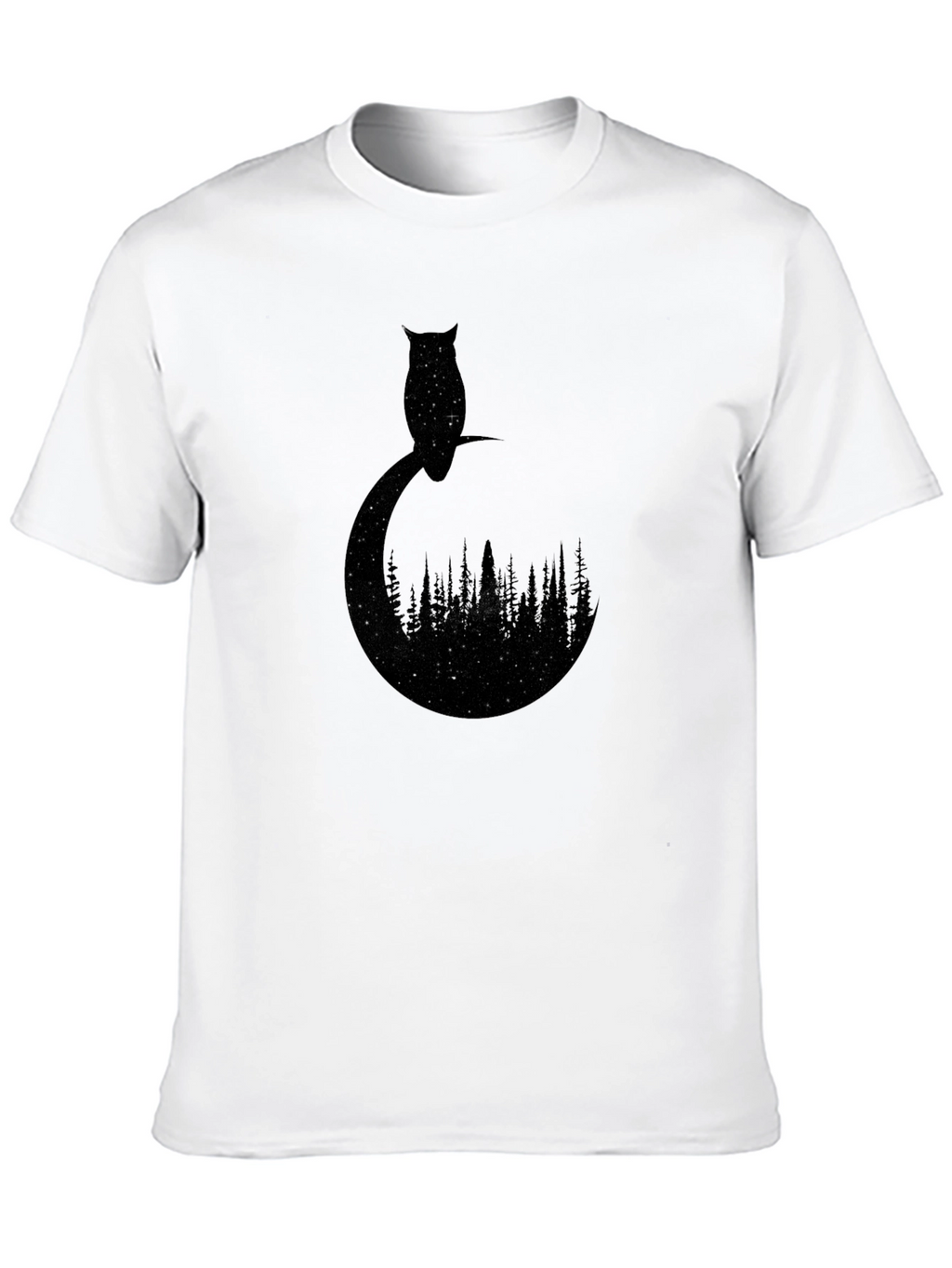 Owl Stargazing Tee - Night Sky Forest Design