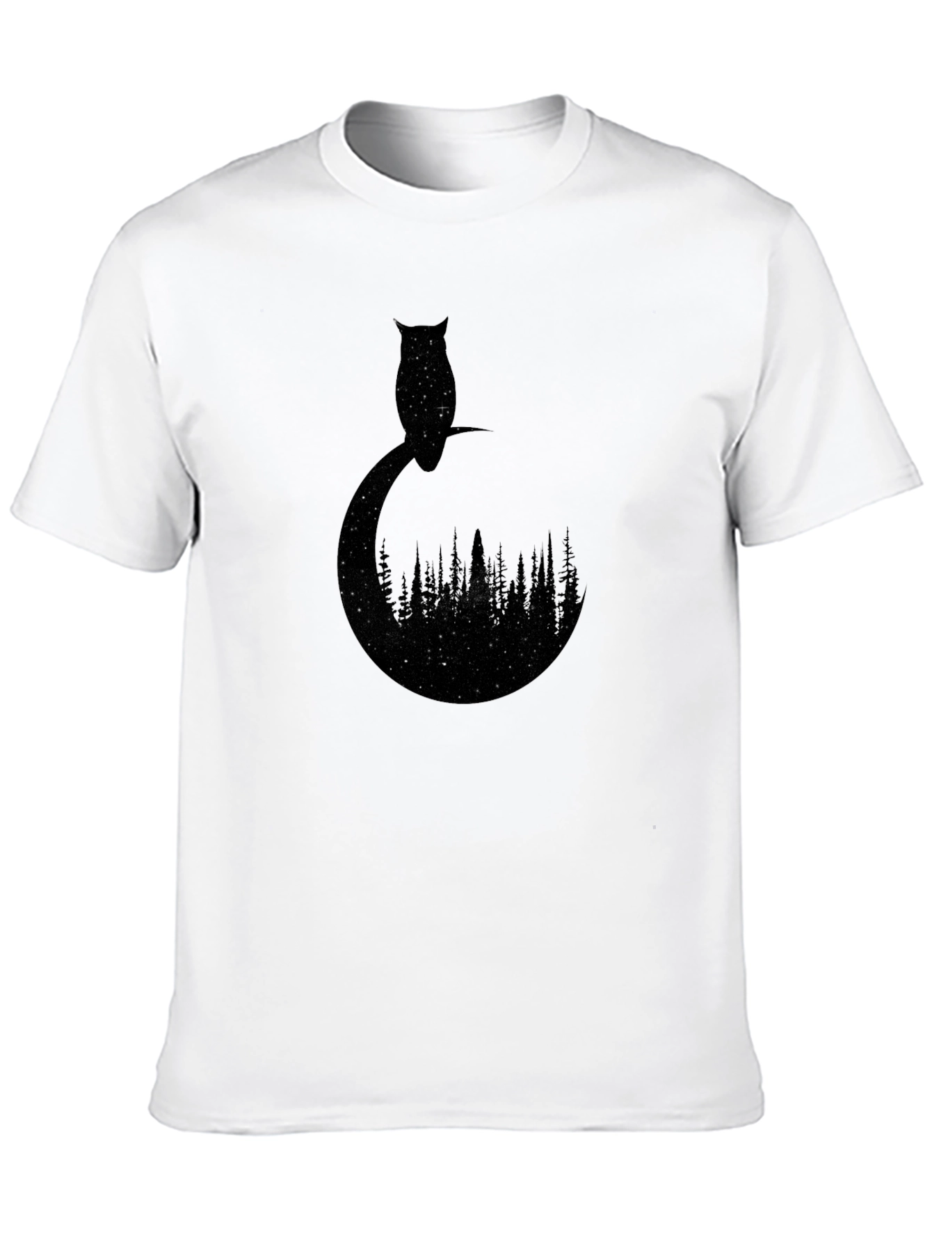 Owl Stargazing Tee - Night Sky Forest Design