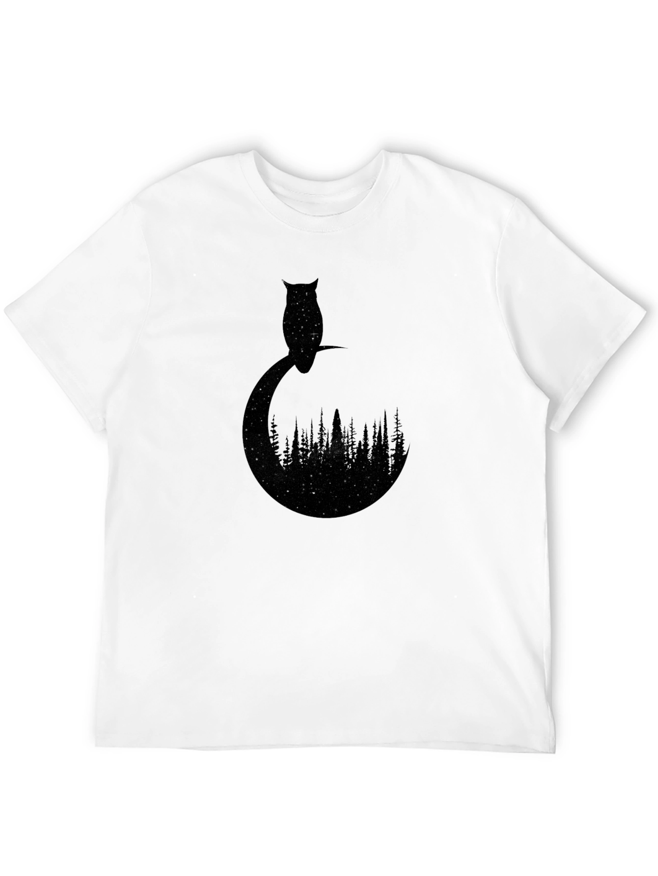 Owl Stargazing Tee - Night Sky Forest Design