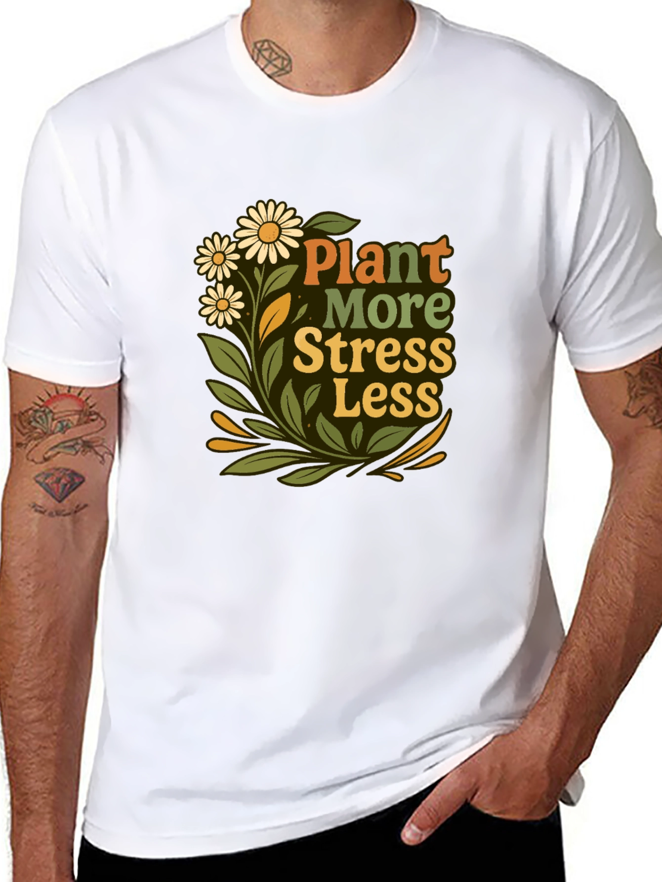 Plant More Stress Less Graphic Tee