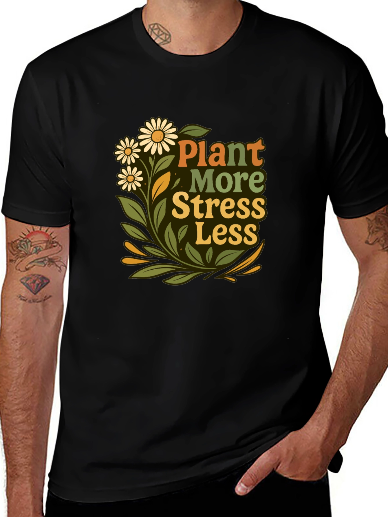 Plant More Stress Less Graphic Tee
