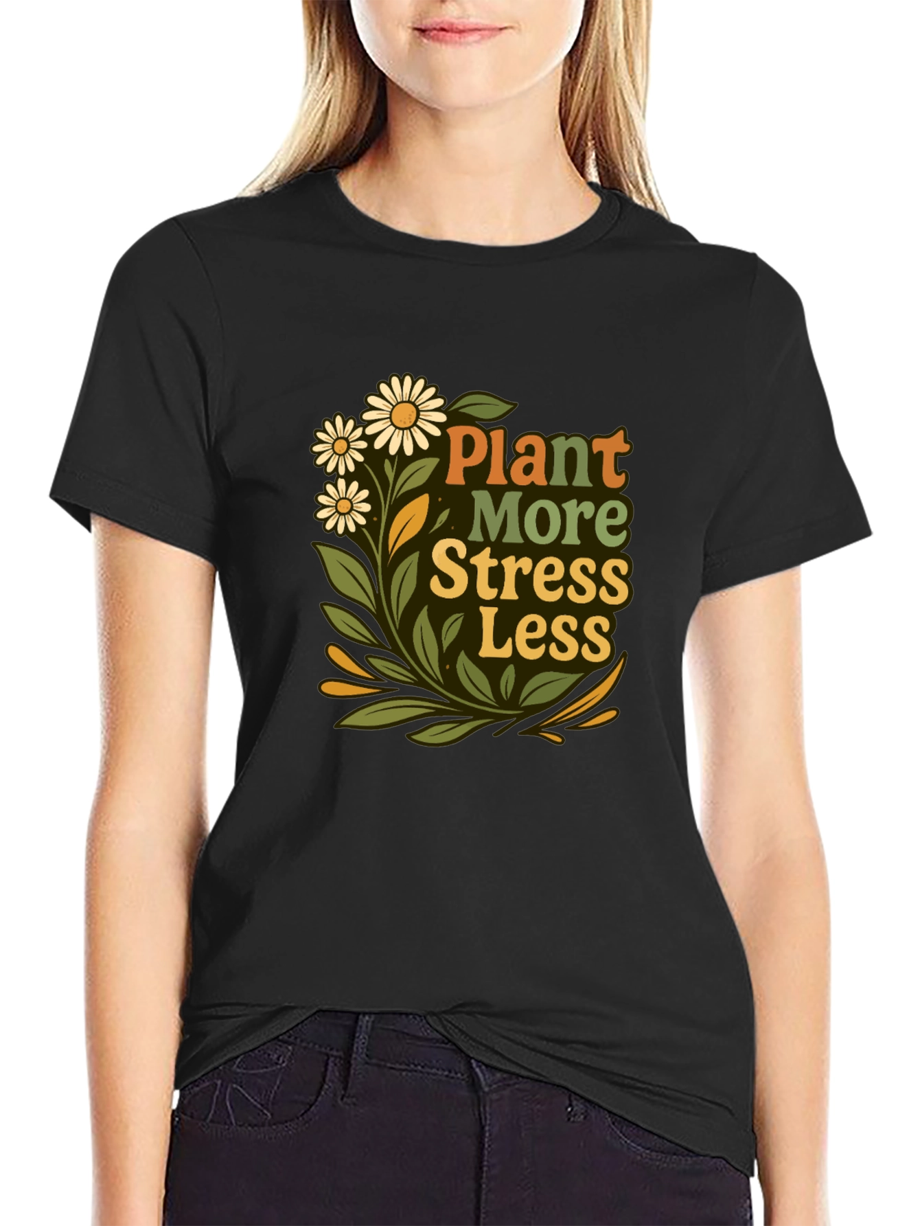 Plant More Stress Less Graphic Tee
