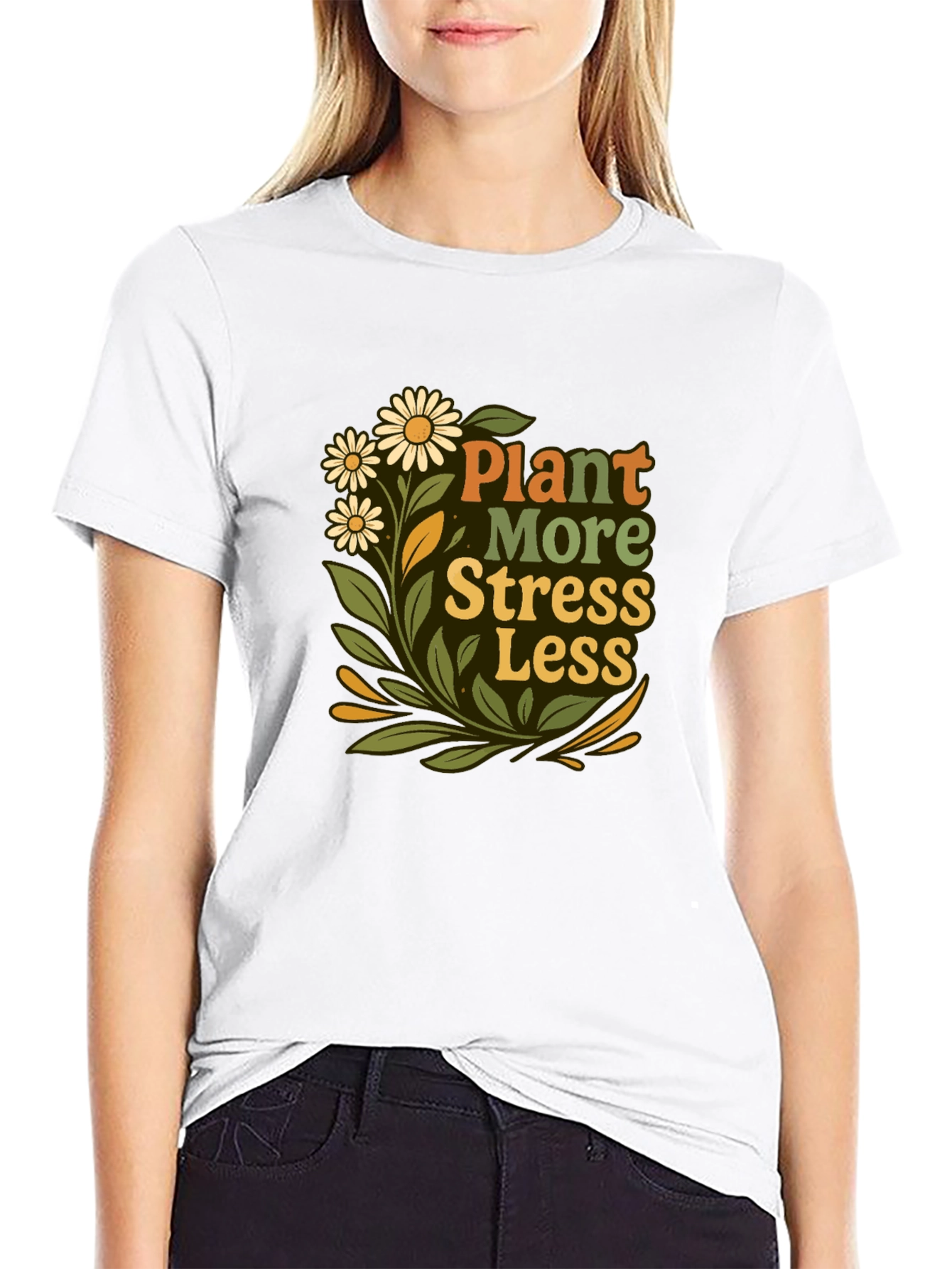 Plant More Stress Less Graphic Tee