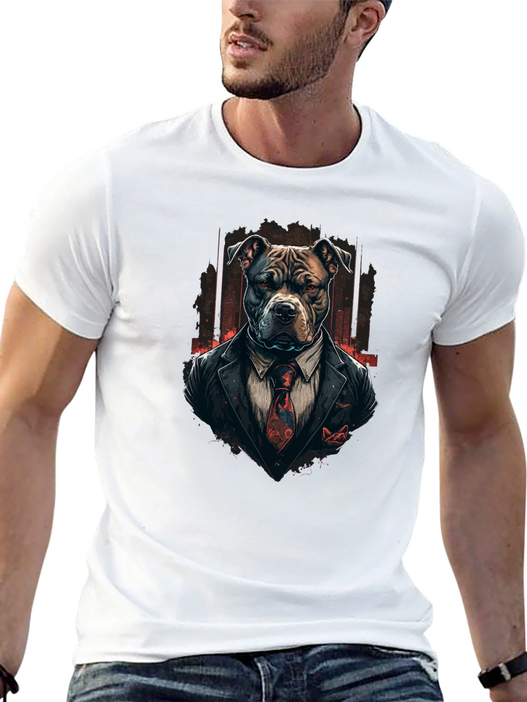 Suit Pitbull T-Shirt – Cool Gentleman Dog Graphic Tee