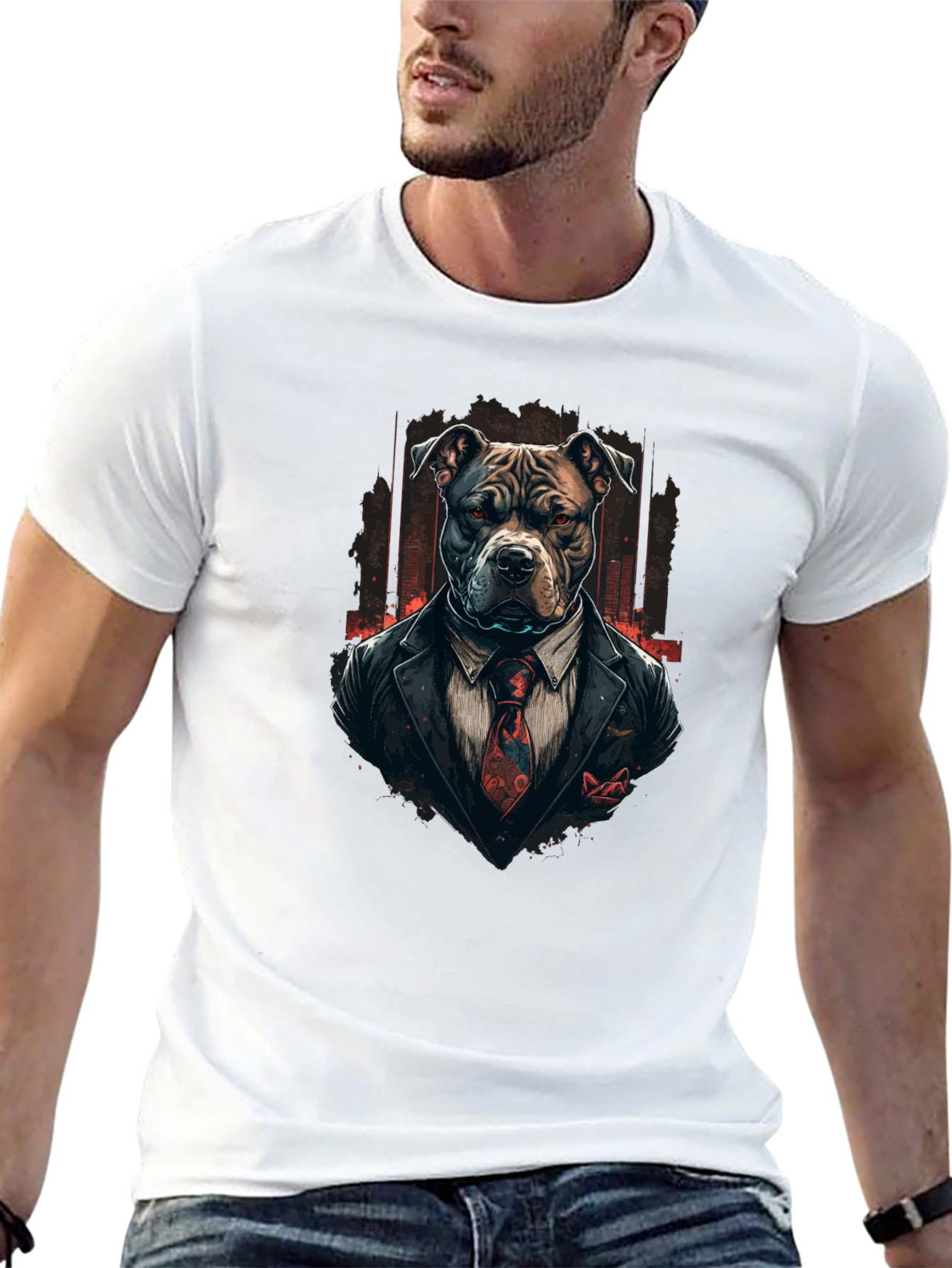 Suit Pitbull T-Shirt – Cool Gentleman Dog Graphic Tee