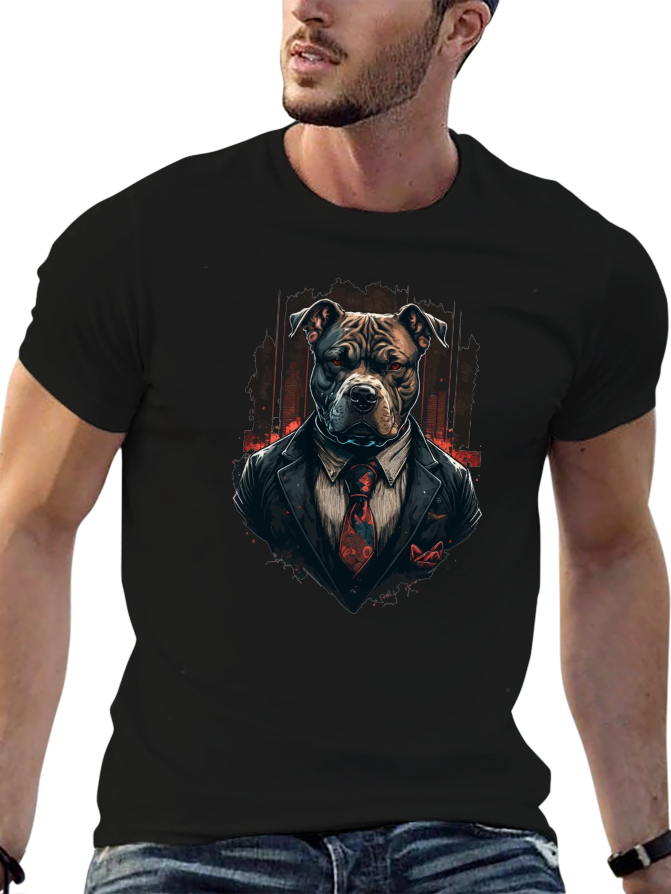 Suit Pitbull T-Shirt – Cool Gentleman Dog Graphic Tee