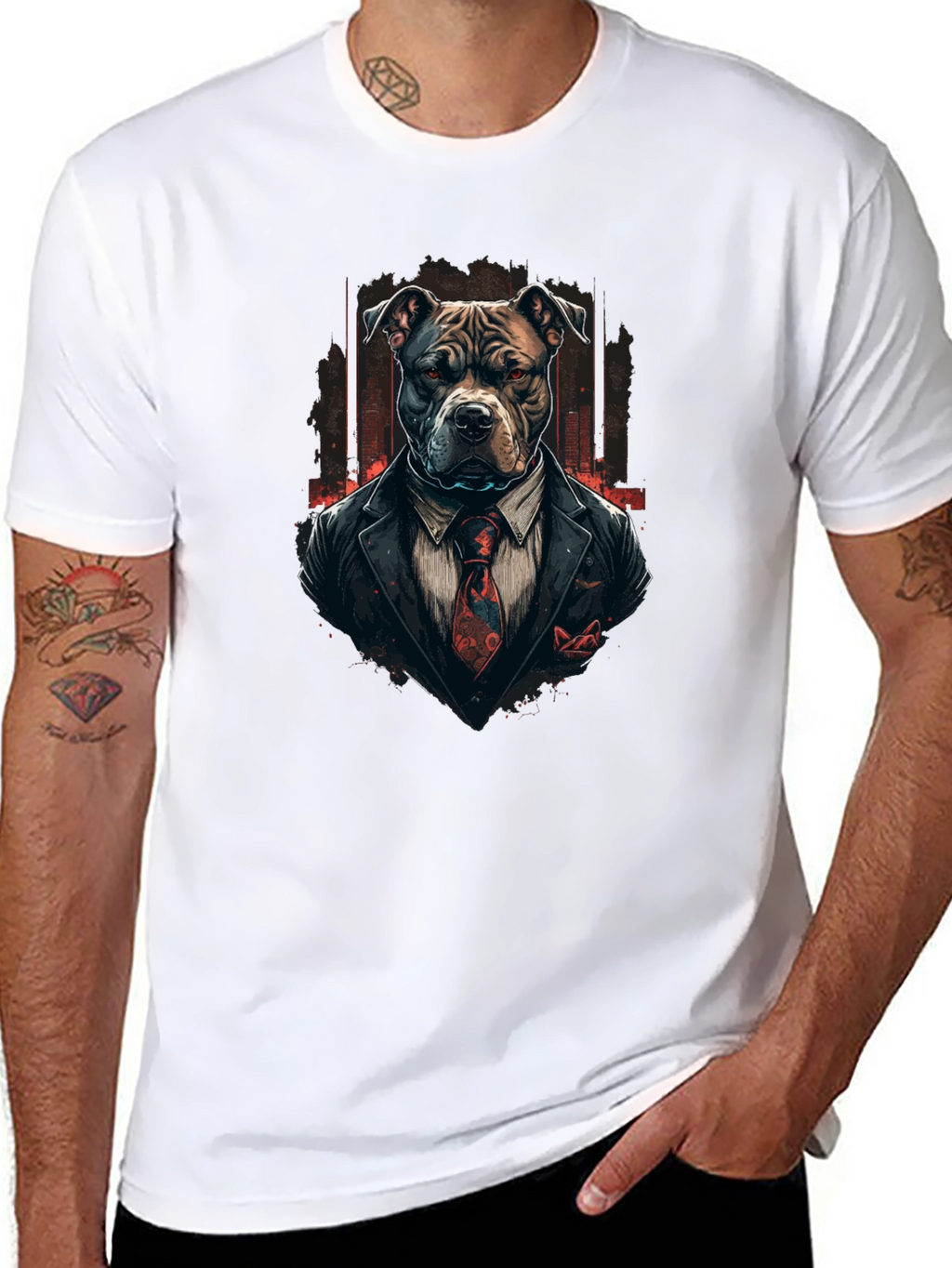 Suit Pitbull T-Shirt – Cool Gentleman Dog Graphic Tee