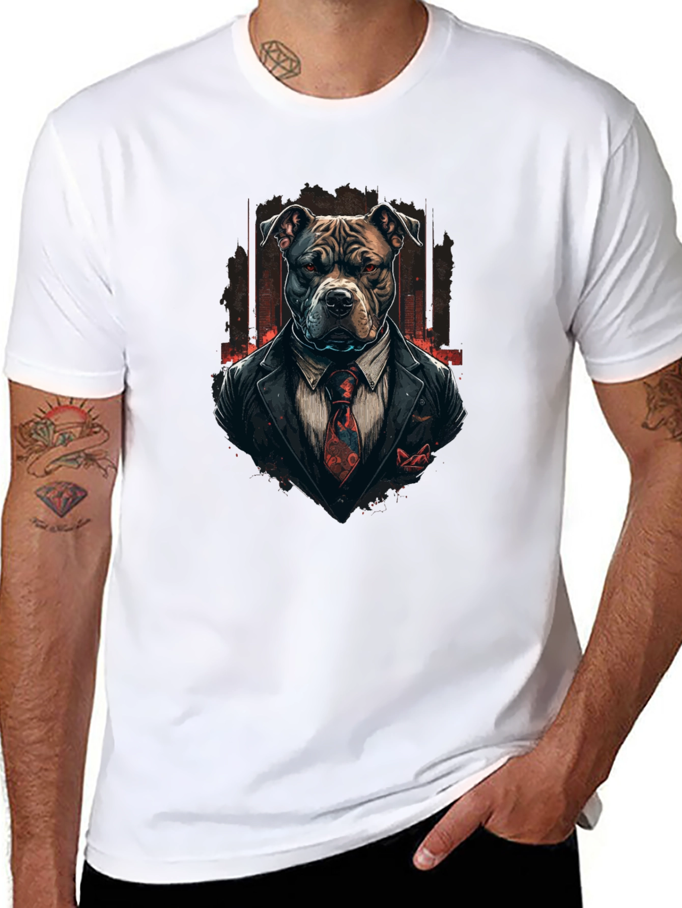 Suit Pitbull T-Shirt – Cool Gentleman Dog Graphic Tee