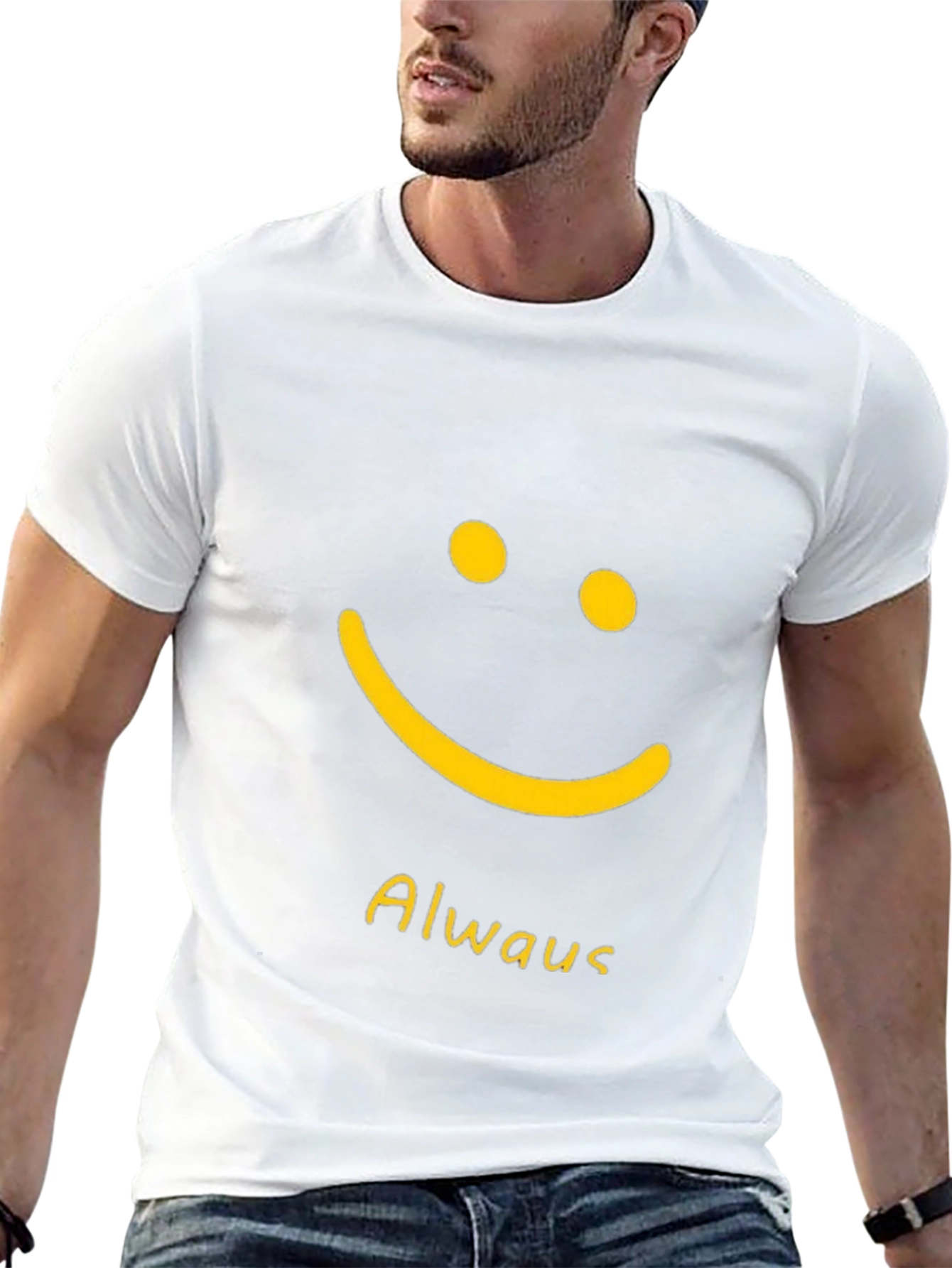 Always Smile T-Shirt - Black Casual Tee