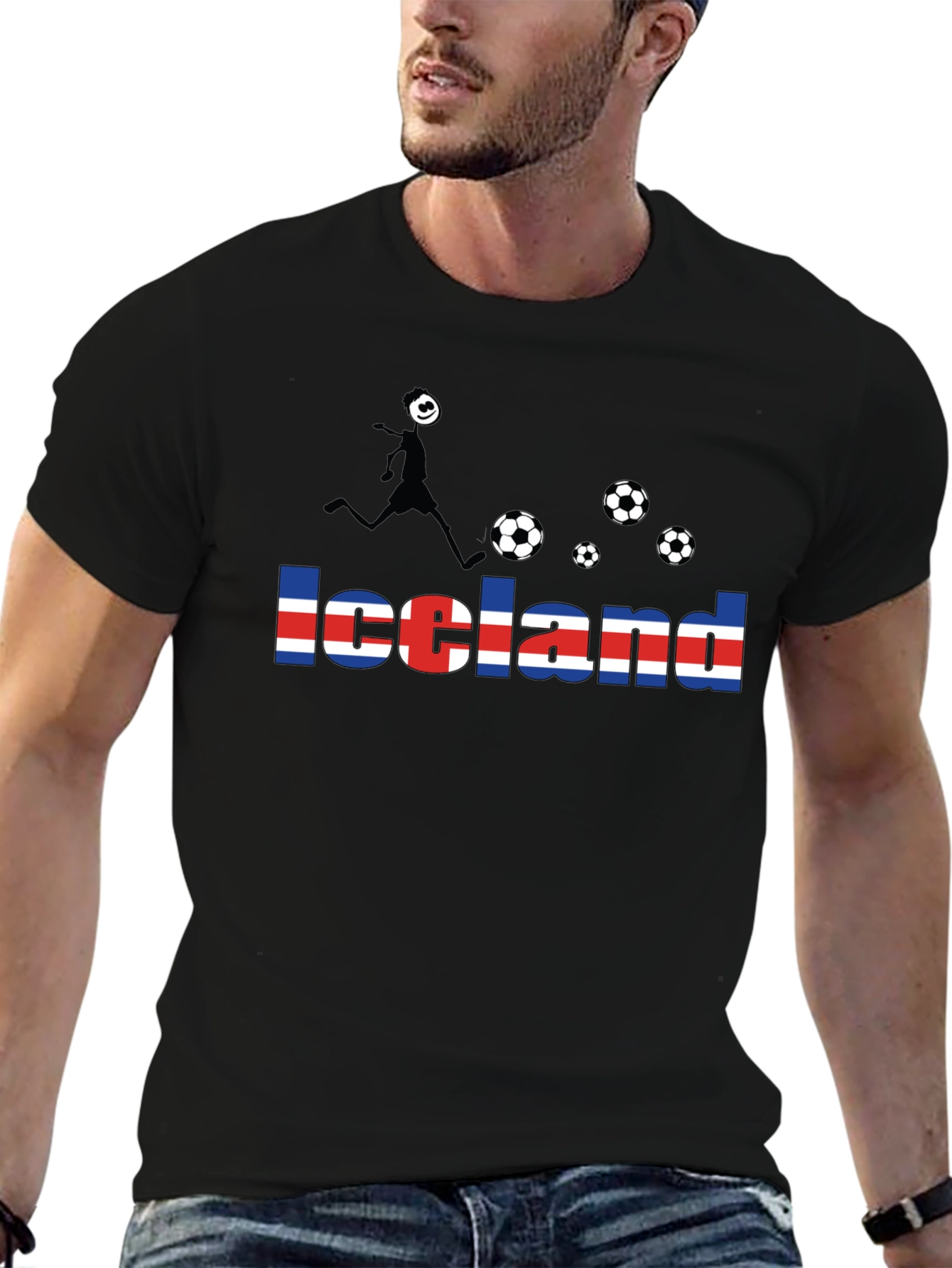 Iceland Soccer Fan T-Shirt - Black