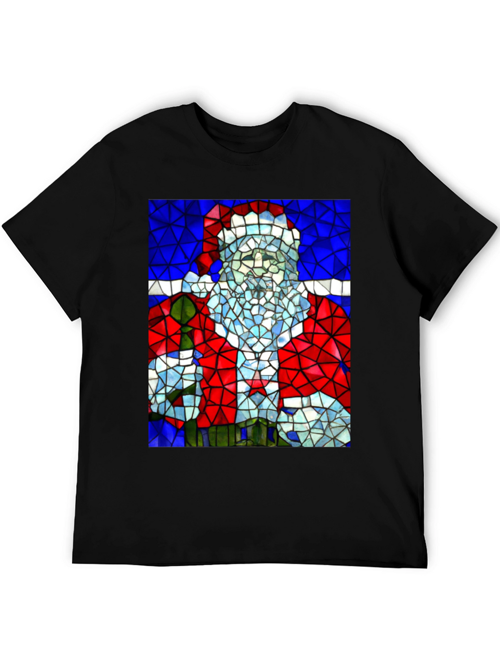 Stained Glass Santa T-Shirt - Holiday Style