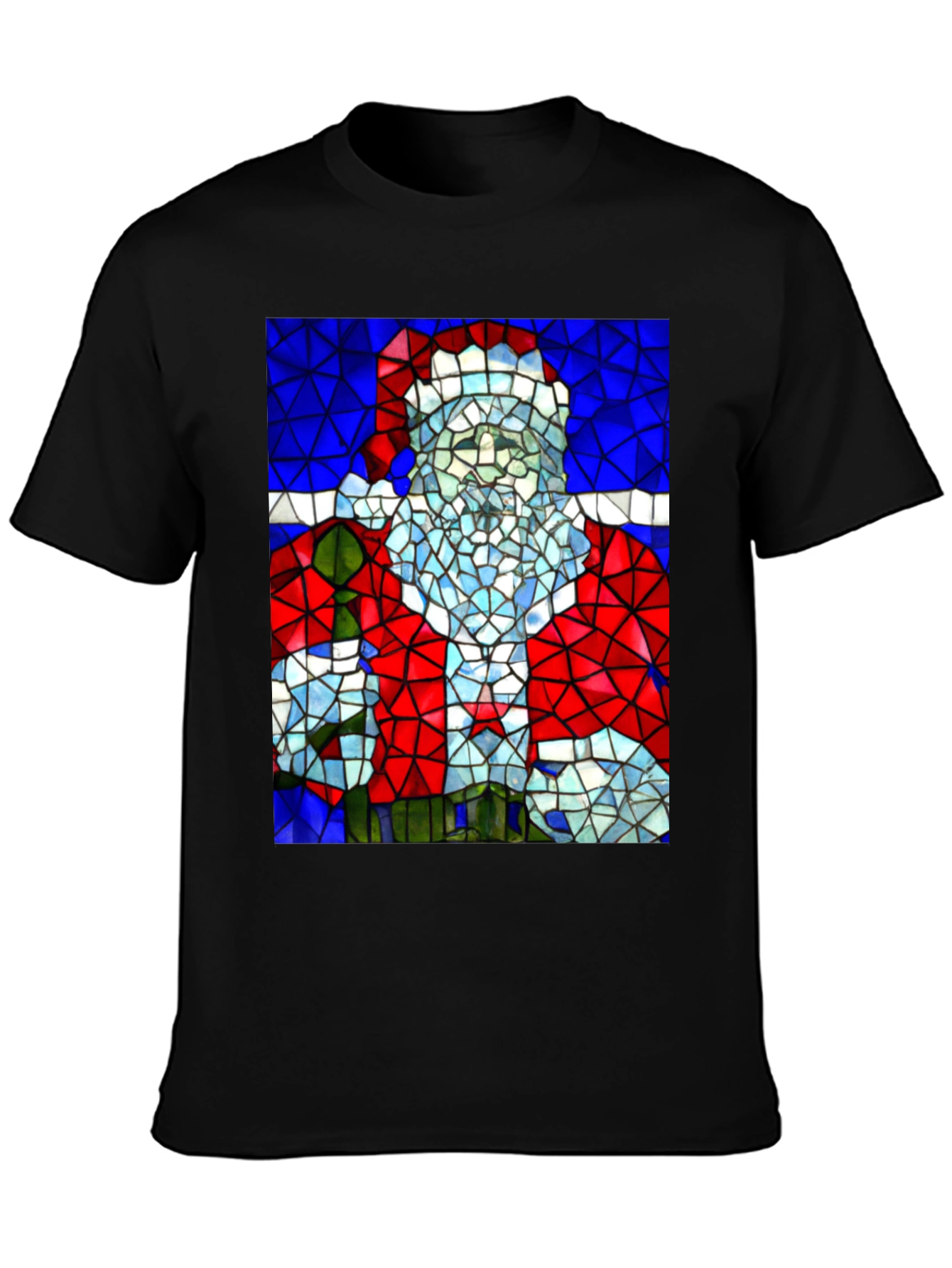 Stained Glass Santa T-Shirt - Holiday Style