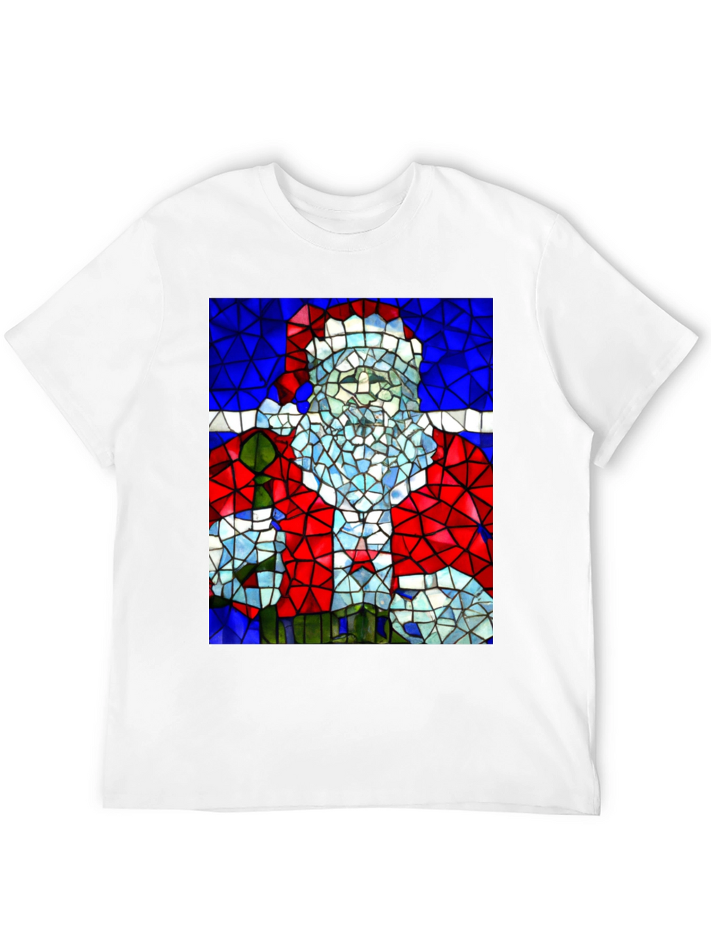 Stained Glass Santa T-Shirt - Holiday Style