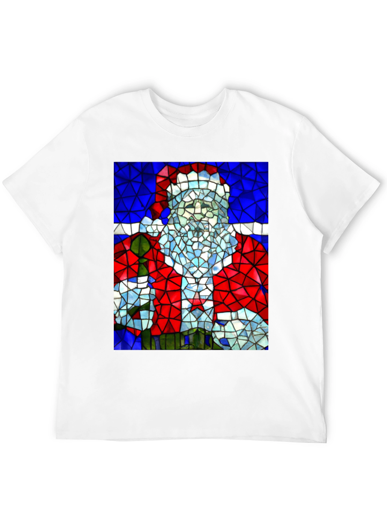 Stained Glass Santa T-Shirt - Holiday Style