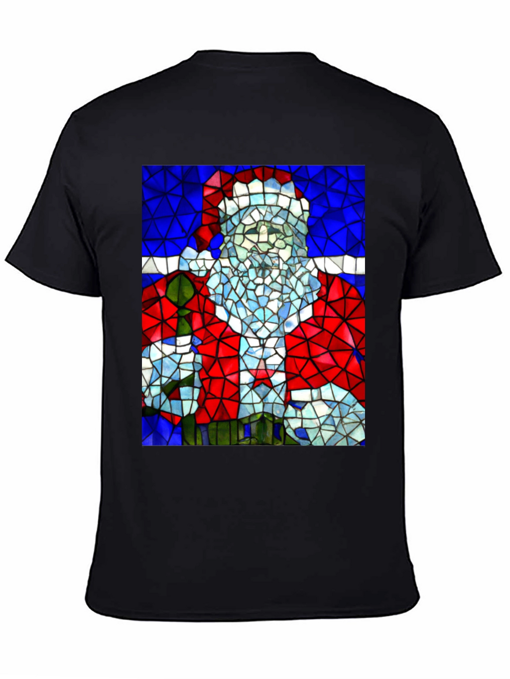 Stained Glass Santa T-Shirt - Holiday Style