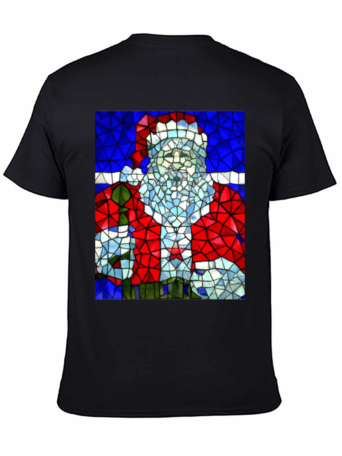 Stained Glass Santa T-Shirt - Holiday Style