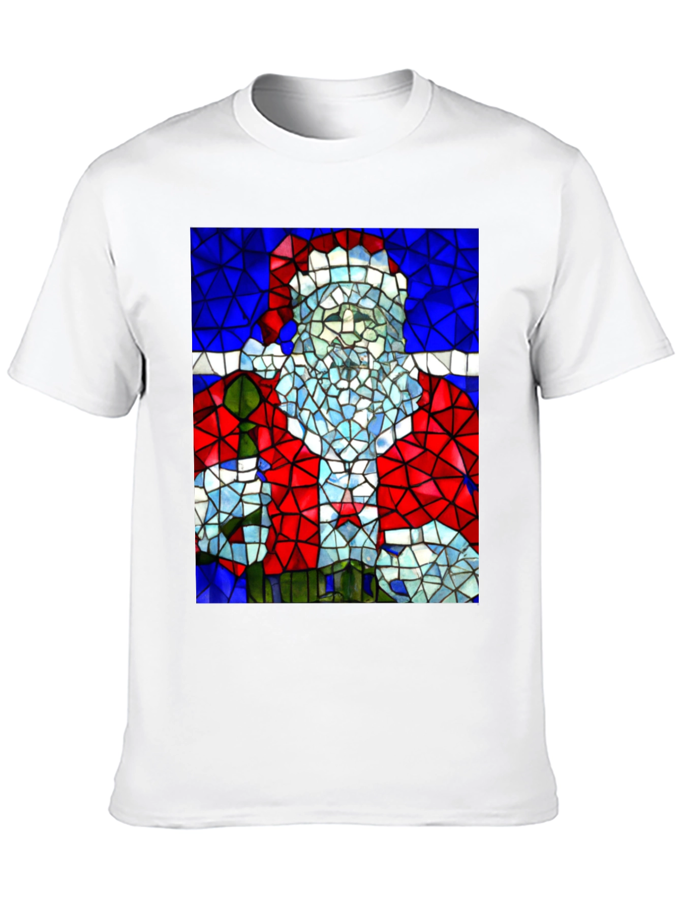 Stained Glass Santa T-Shirt - Holiday Style