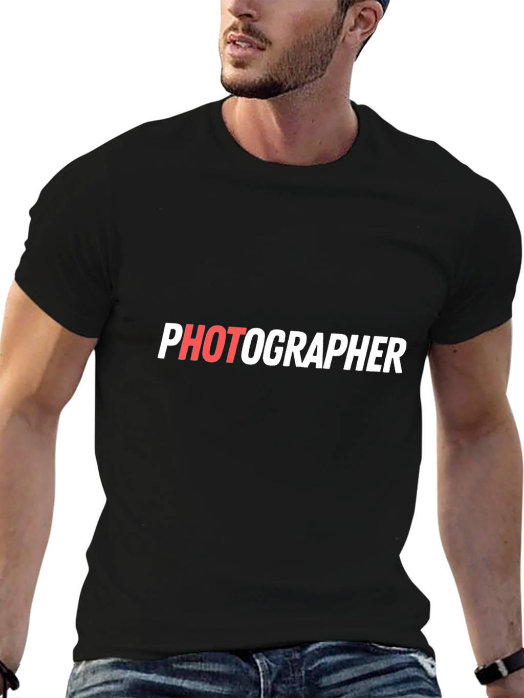 Photographer Graphic Tee - Stylish Black Cotton T-Shirt