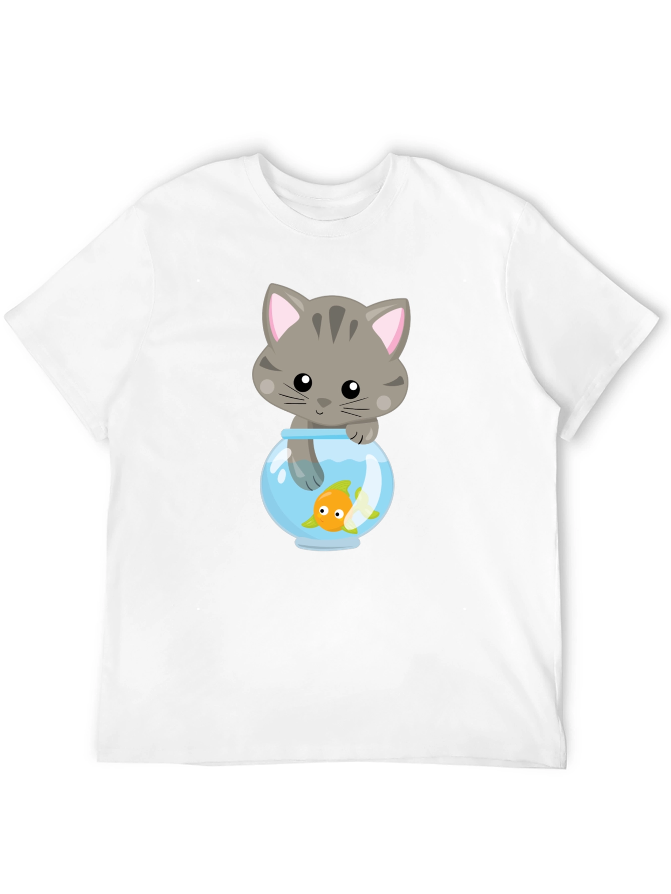 Cute Cat & Goldfish Graphic Tee