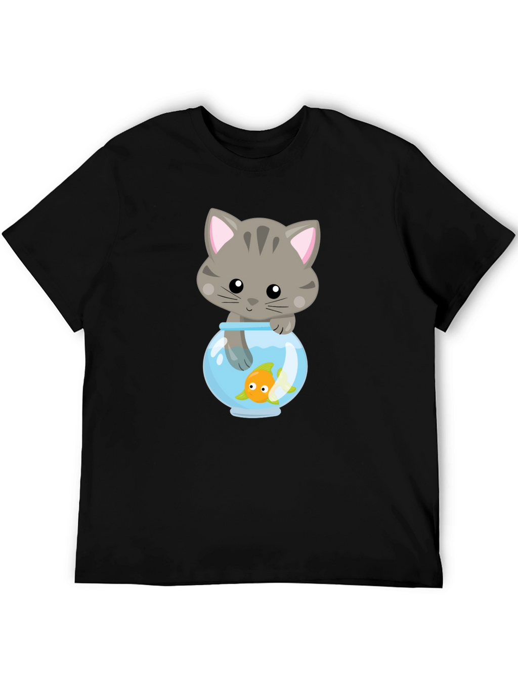 Cute Cat & Goldfish Graphic Tee