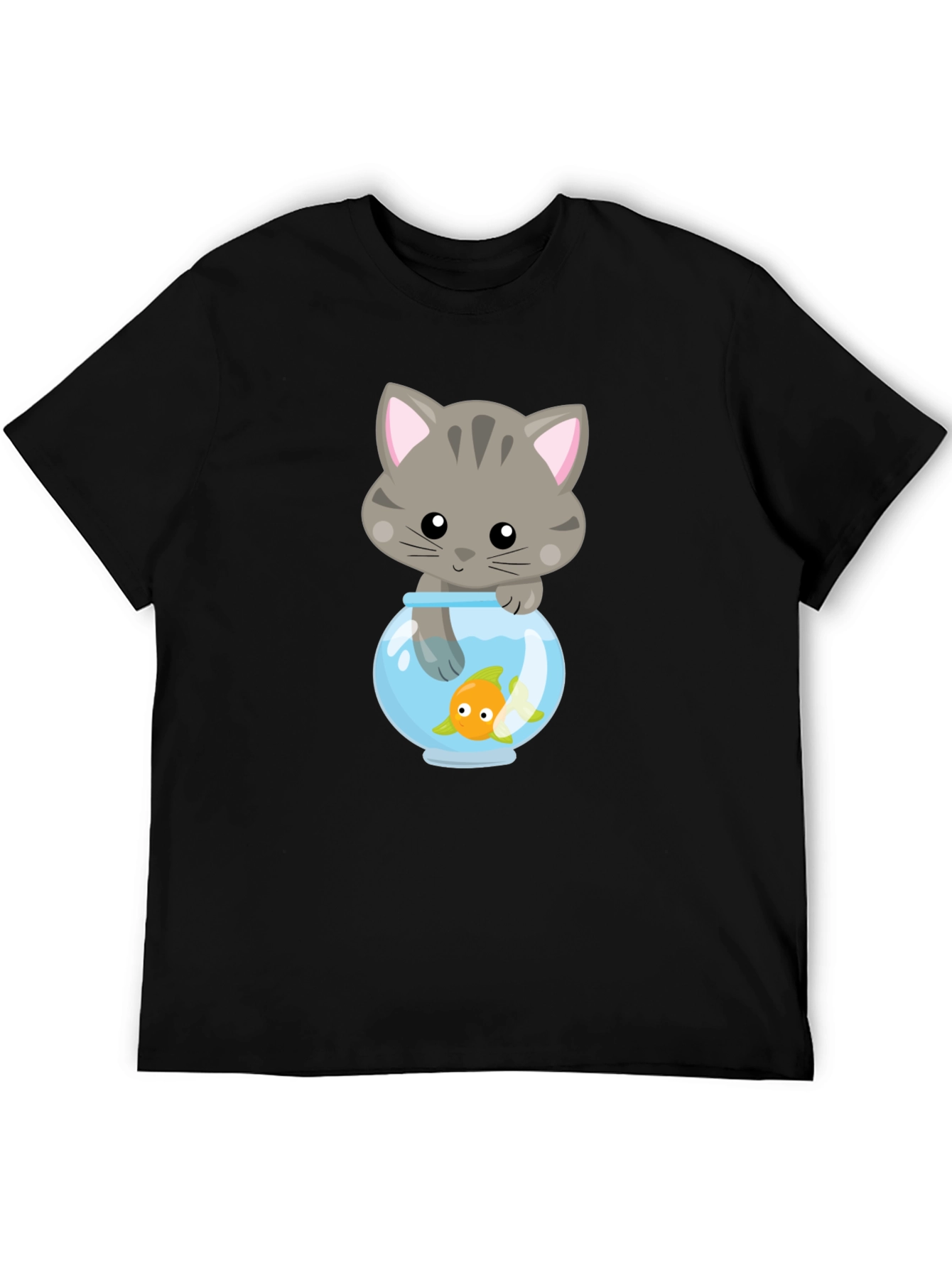 Cute Cat & Goldfish Graphic Tee