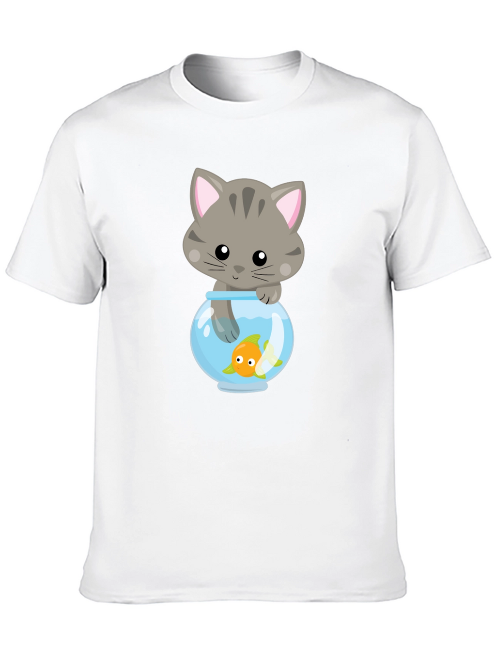Cute Cat & Goldfish Graphic Tee