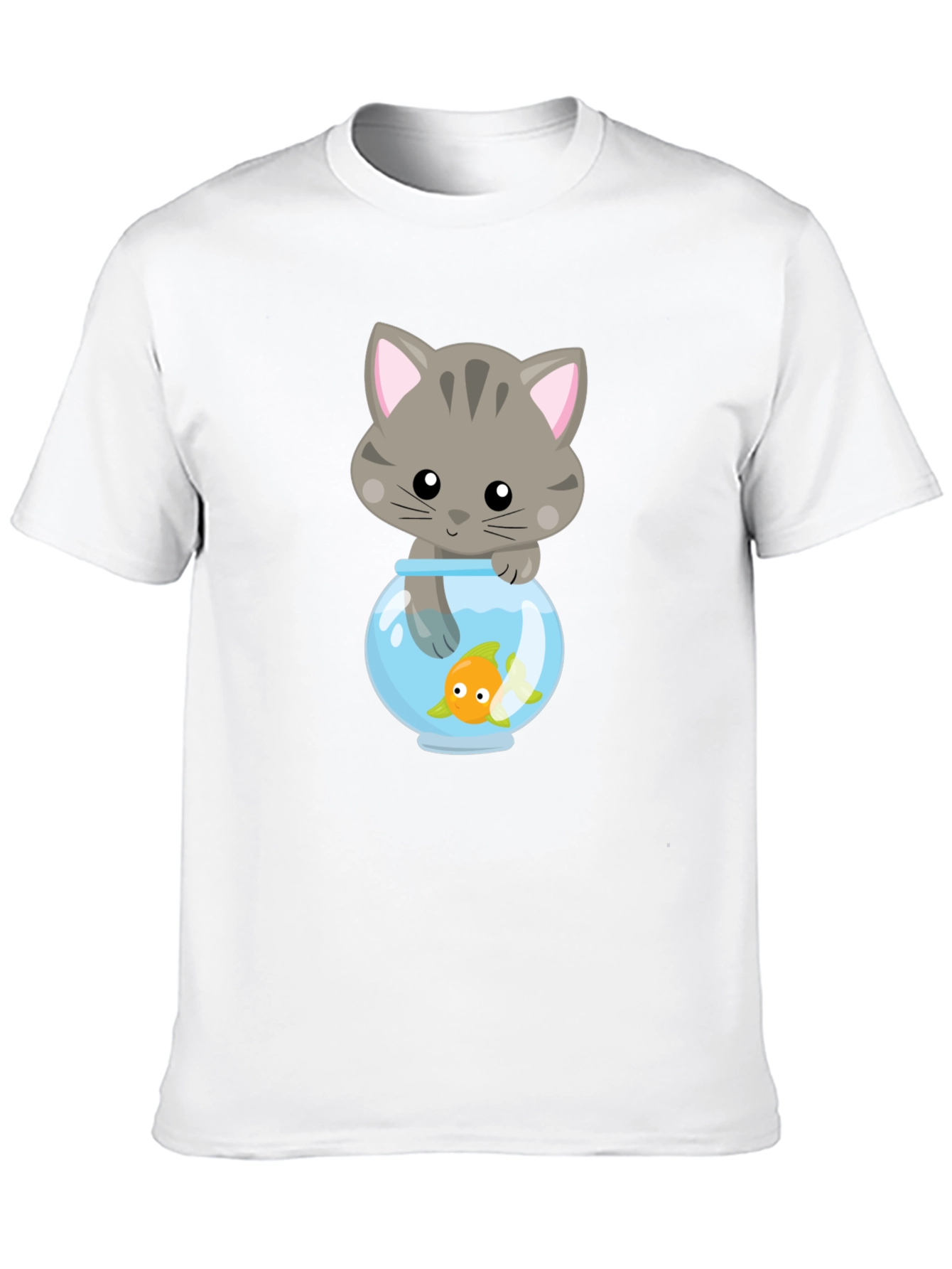 Cute Cat & Goldfish Graphic Tee