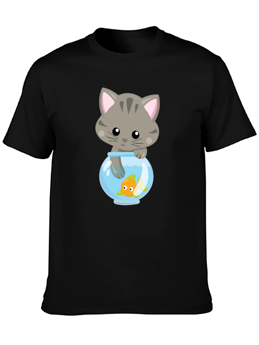 Cute Cat & Goldfish Graphic Tee