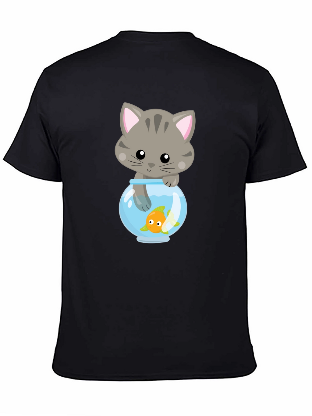 Cute Cat & Goldfish Graphic Tee