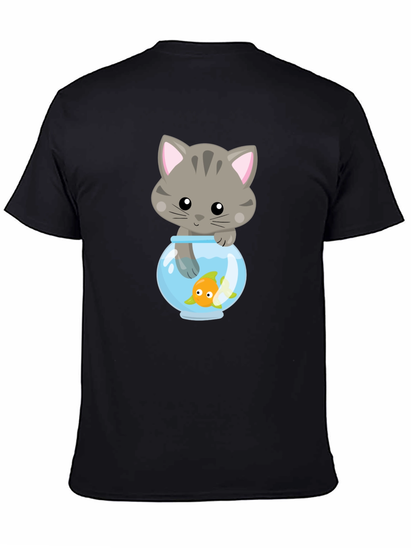 Cute Cat & Goldfish Graphic Tee
