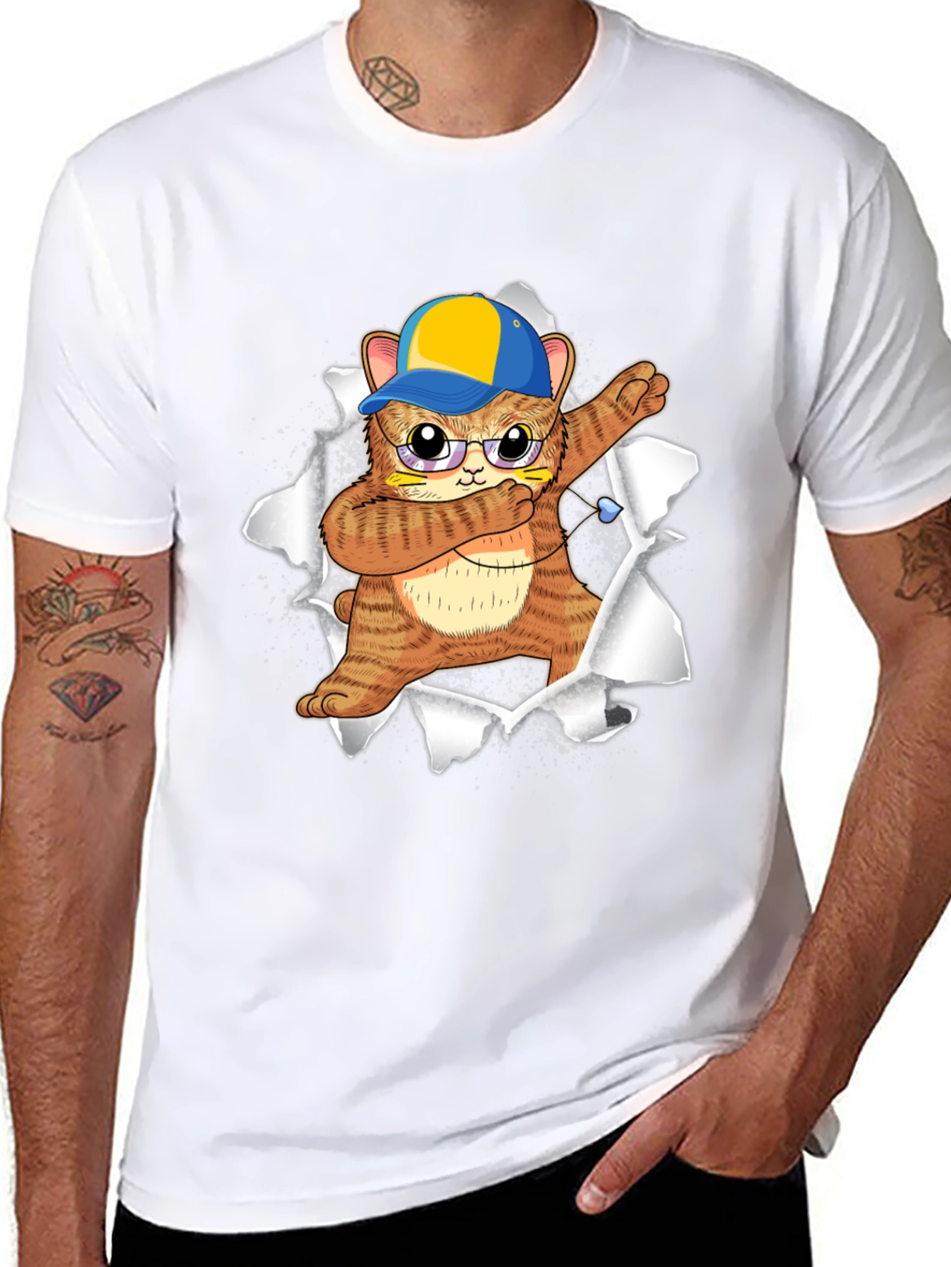 Dabbing Cat T-Shirt - Unique Graphic Tee for Cat Lovers