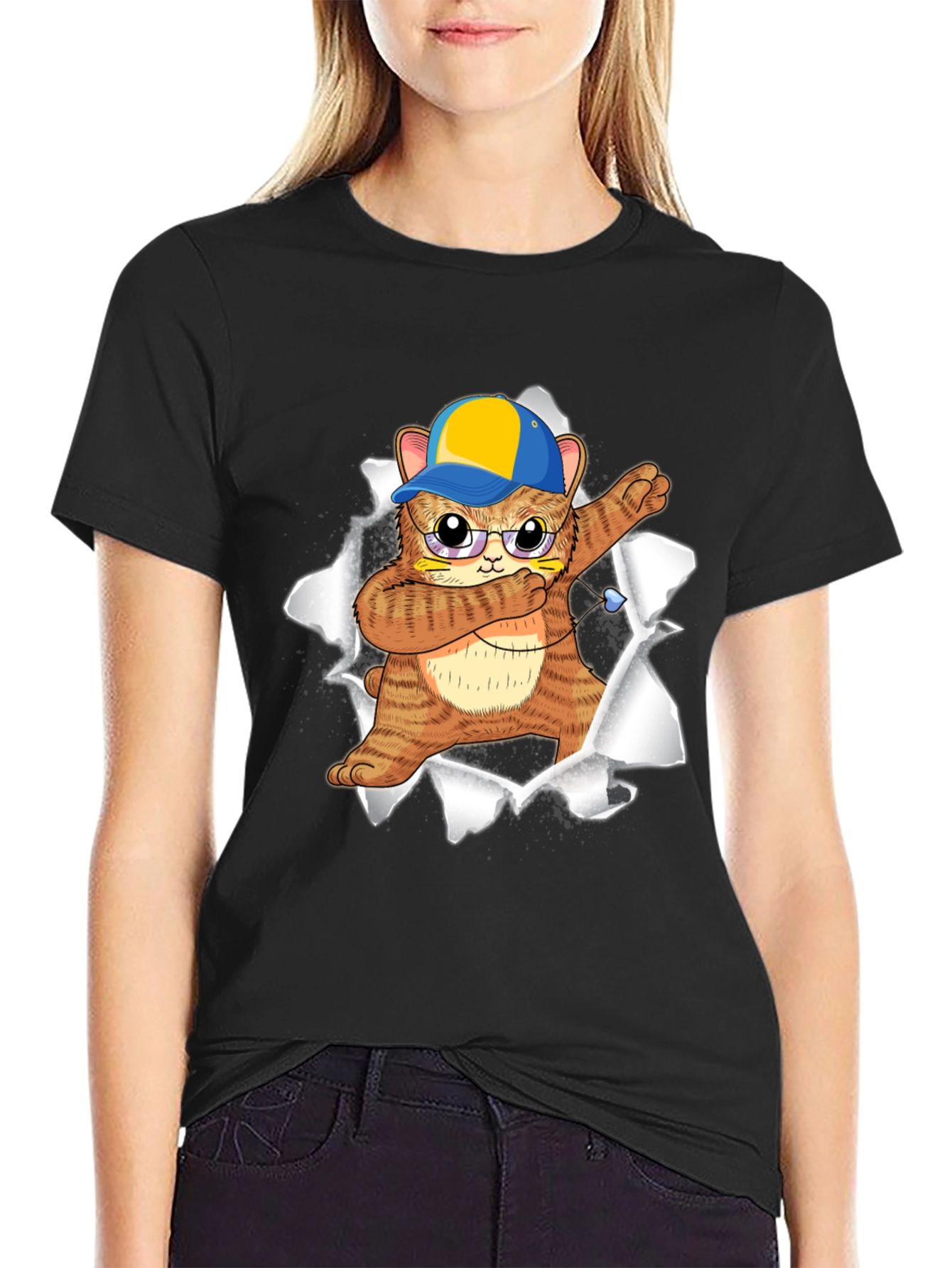 Dabbing Cat T-Shirt - Unique Graphic Tee for Cat Lovers